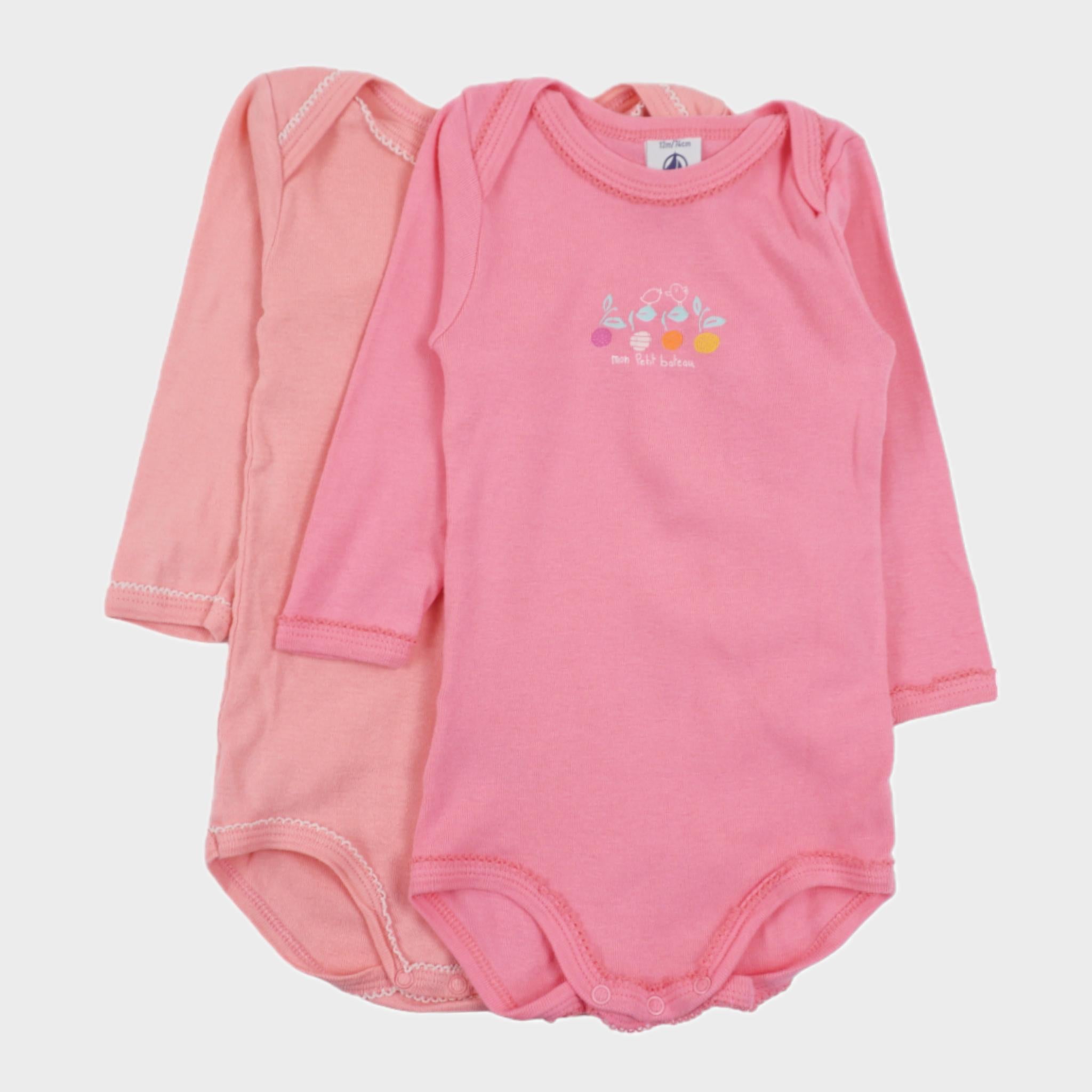Lot de 2 bodies Rose - 12 mois