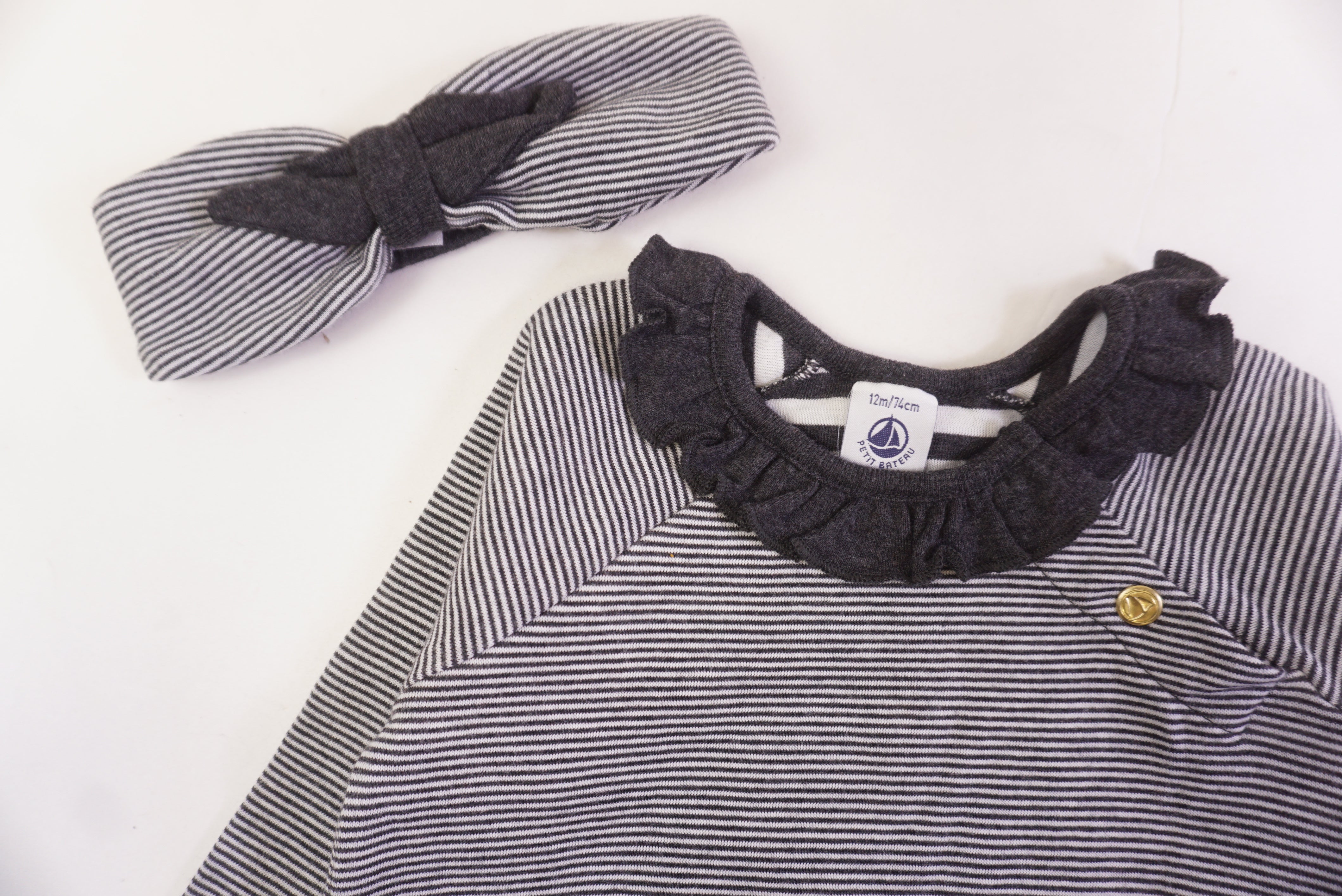 Robe et Bandeau Gris - 12 mois