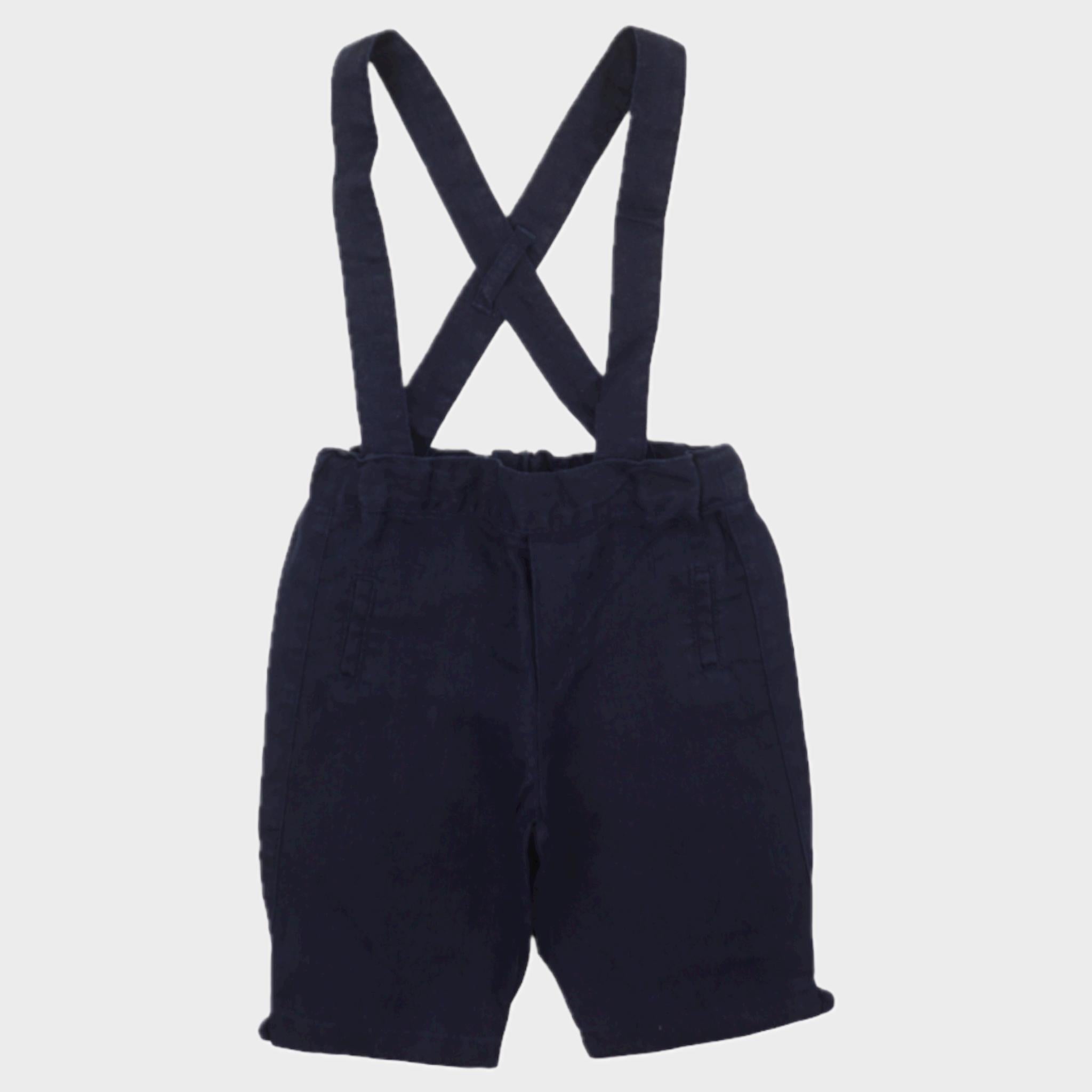 Bermuda à bretelles Bleu - 18 mois