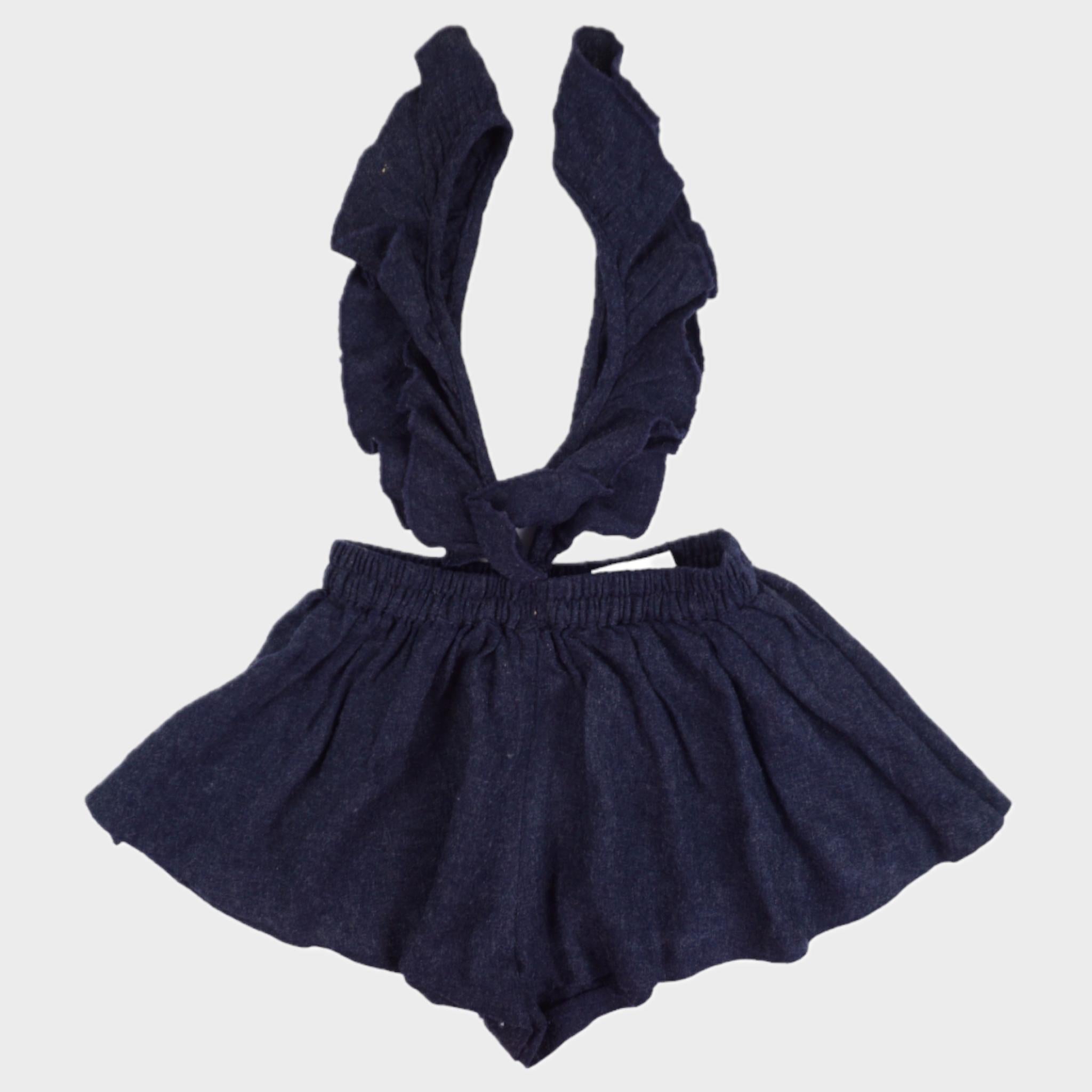 Short à bretelles Bleu - 18/24 mois