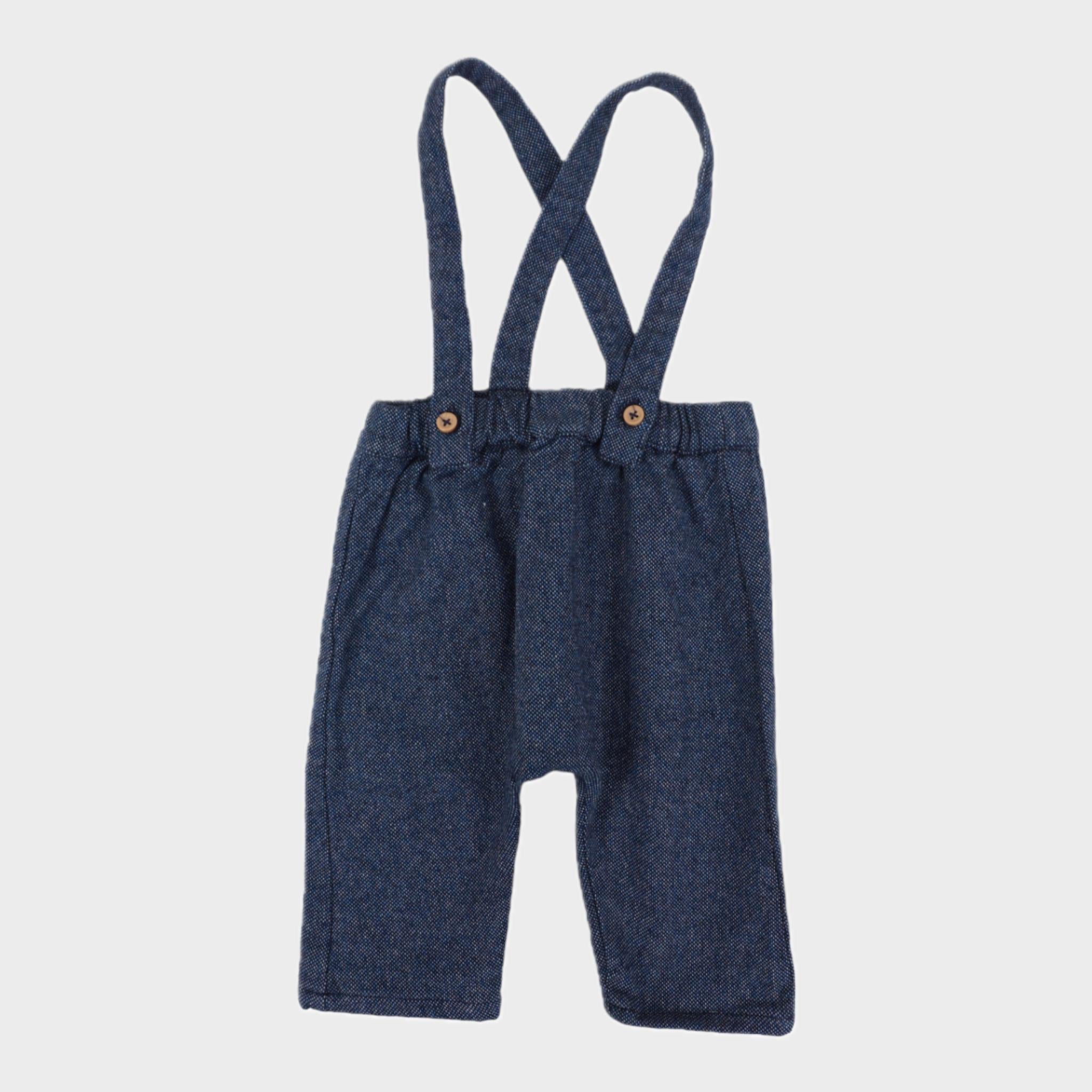 Pantalon à bretelles Bleu - 3 mois
