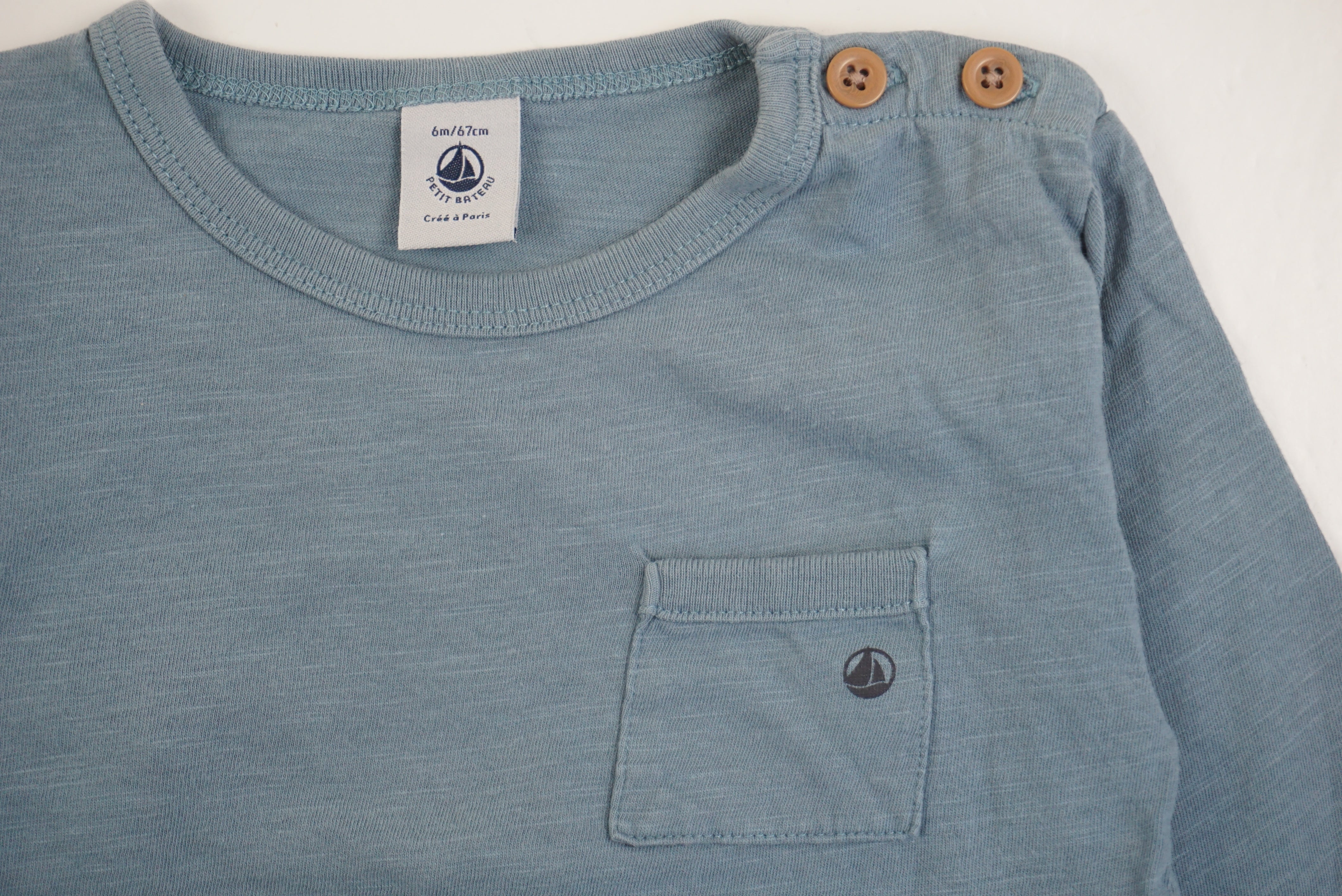 T-shirt Bleu Gris - 6 mois