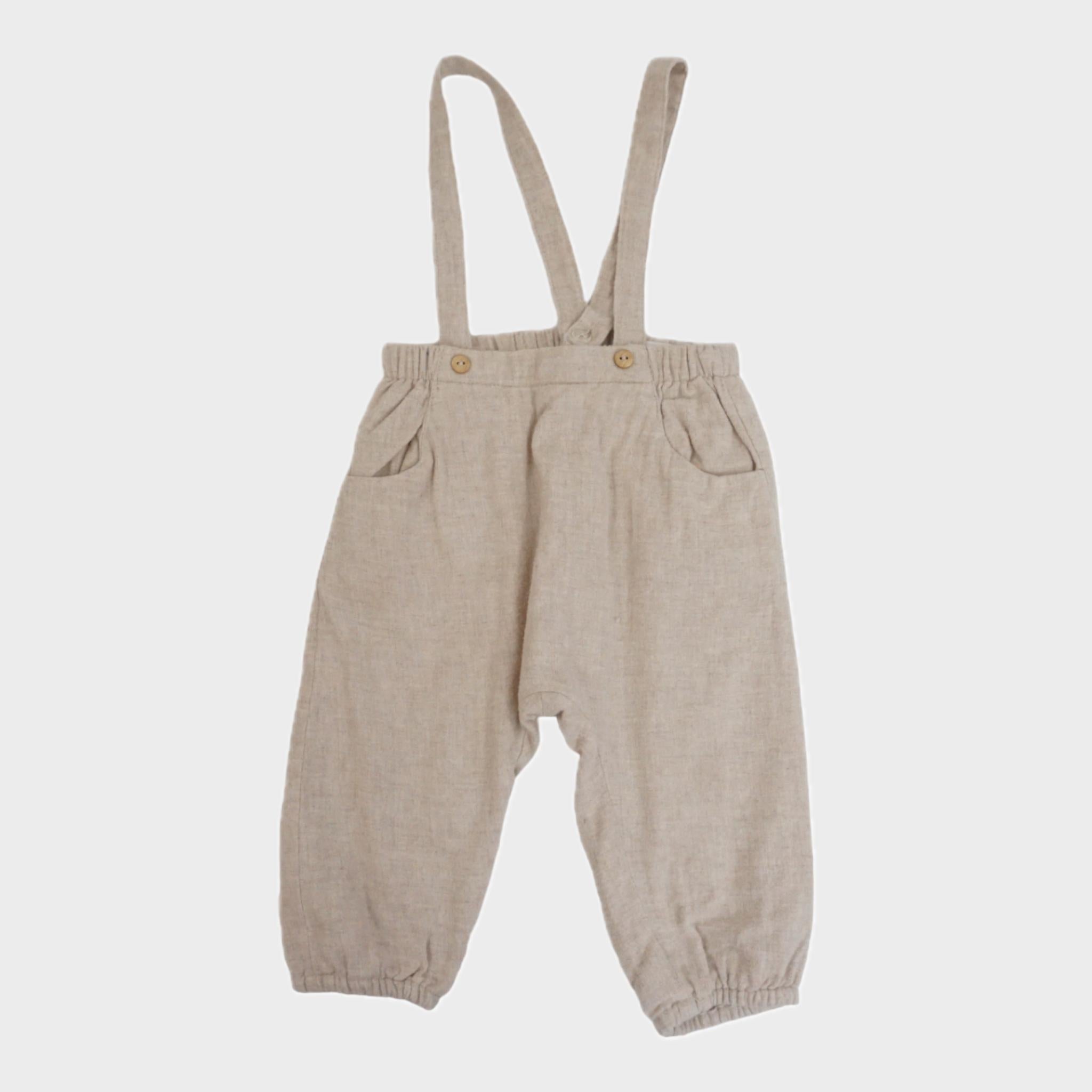 Pantalon à bretelles Beige - 9/12 mois
