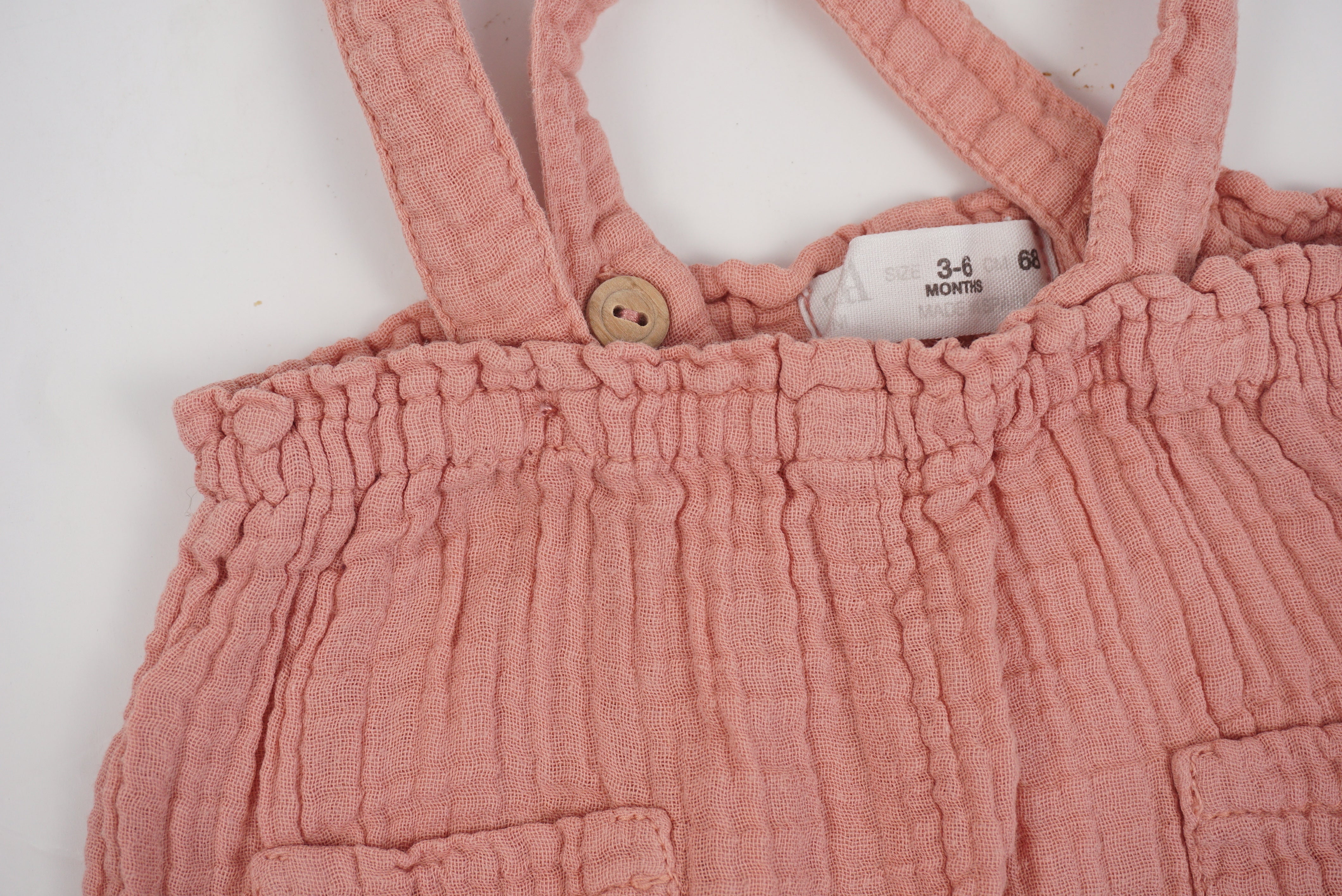 Pantalon à bretelles Rose - 3/6 mois