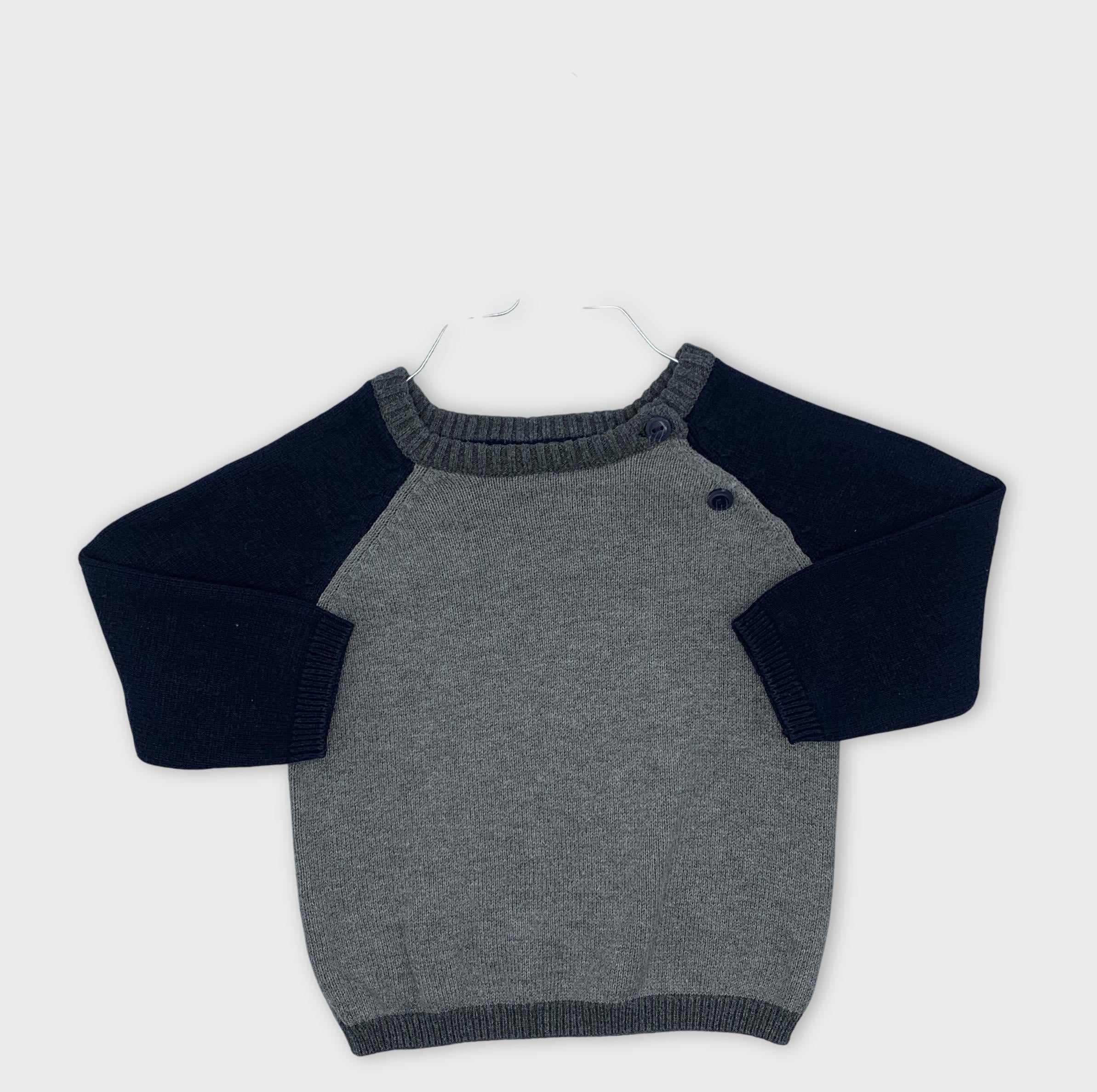 0-Pull H&M bicolore gris et bleu marine 👕