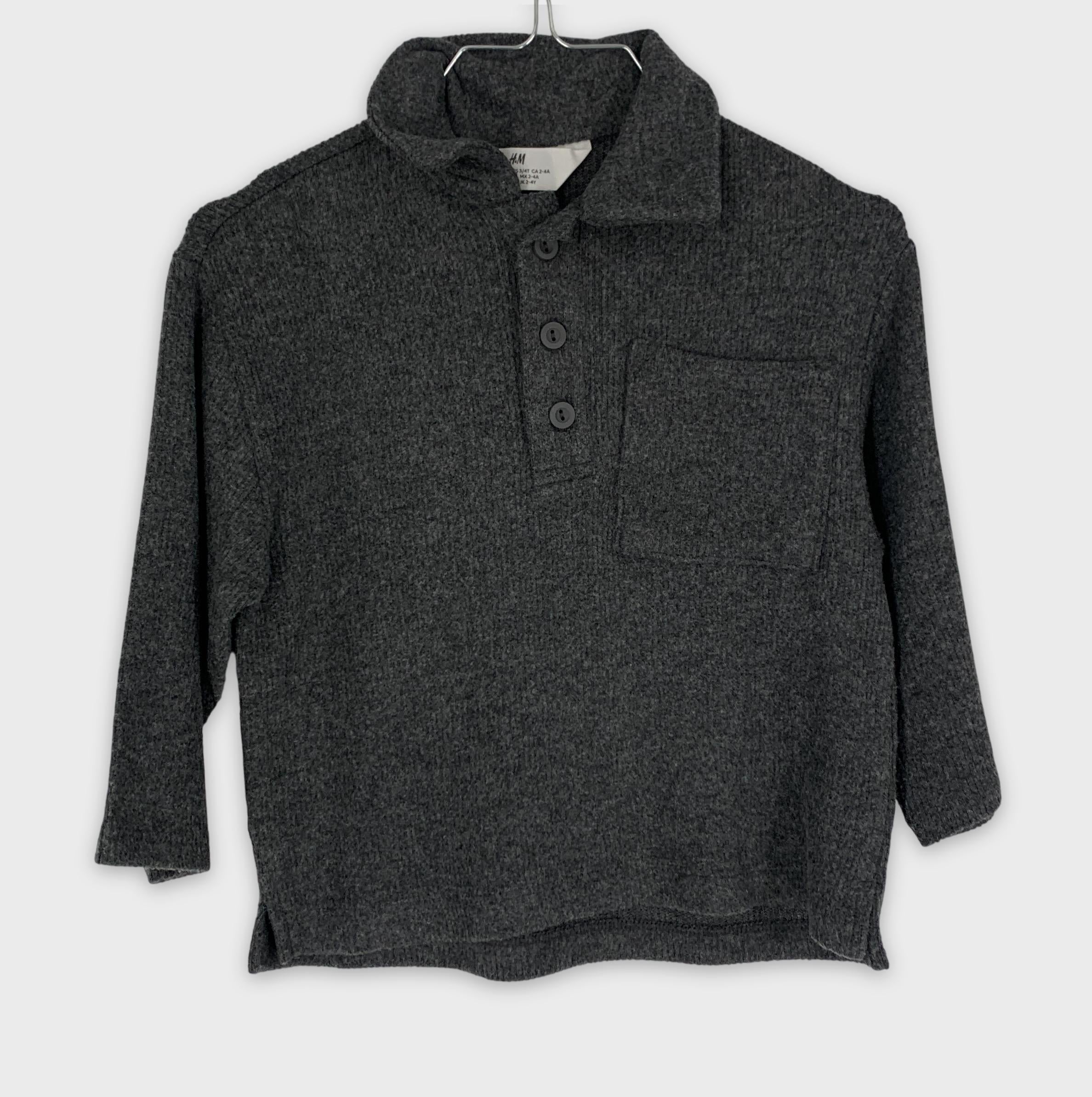 0-Pull H&M gris chiné avec boutons et poche 👕