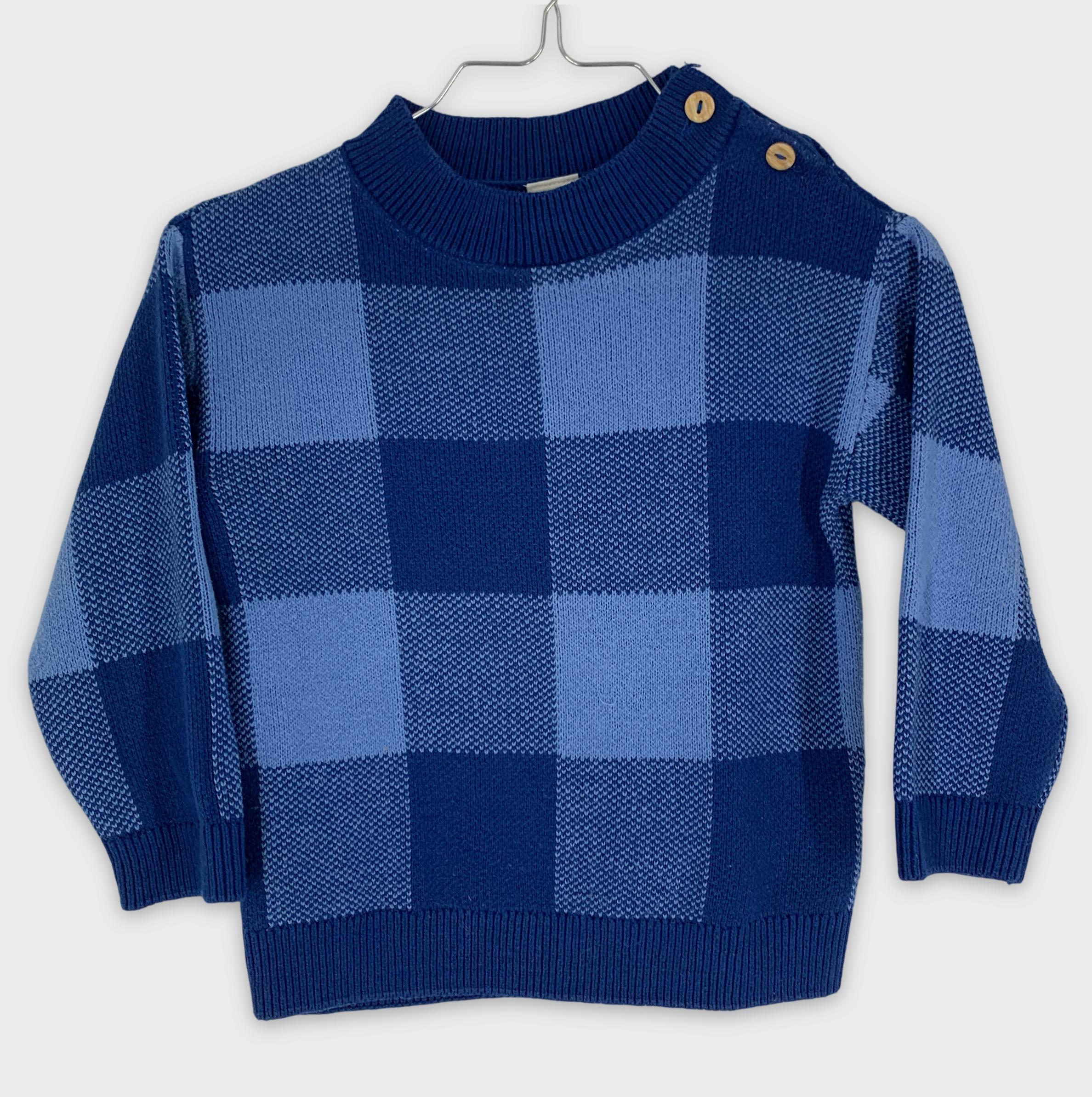 0-Pull H&M à carreaux bleus 🟦