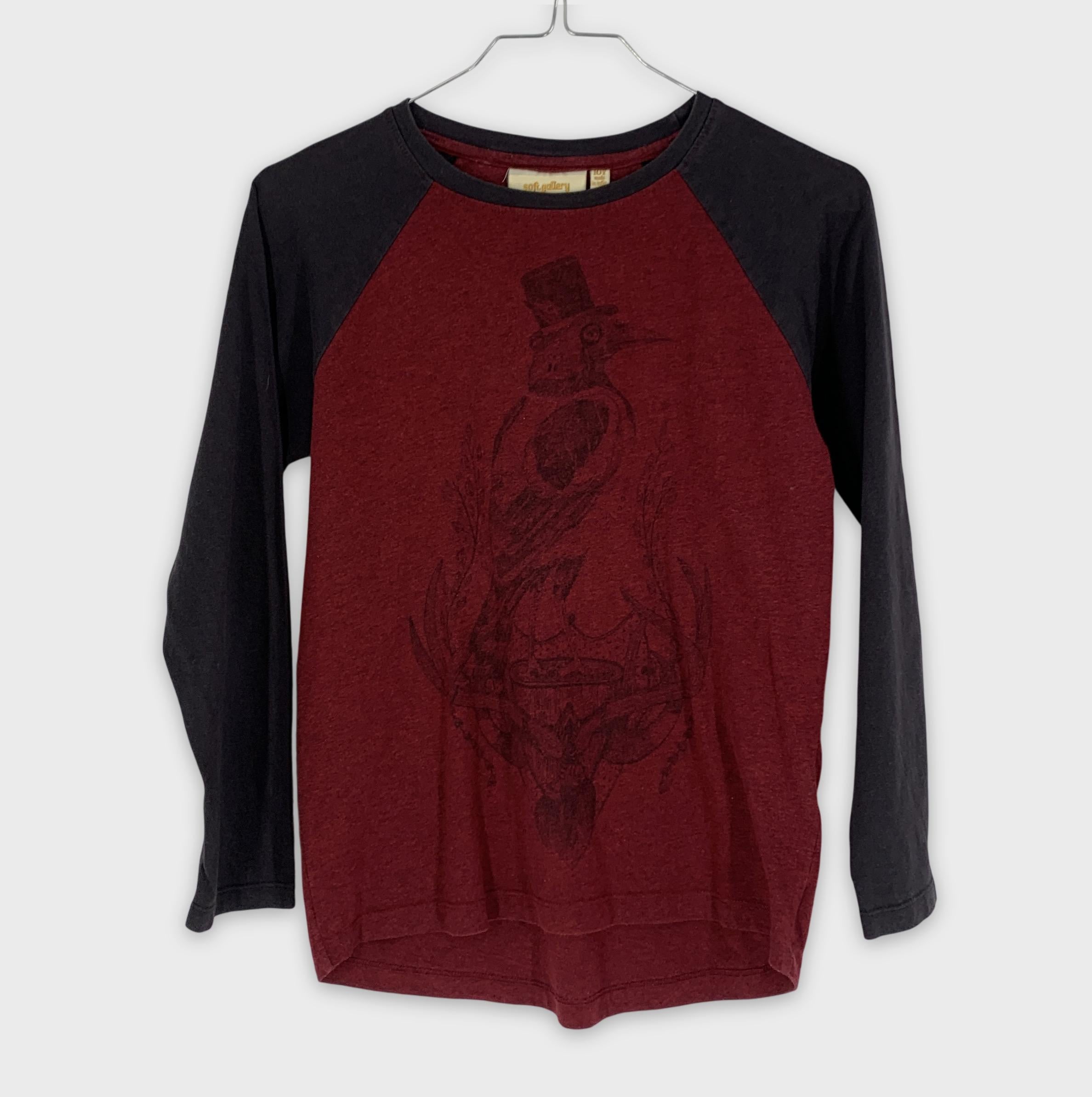 0-Soft Gallery T-shirt manches longues bordeaux et gris