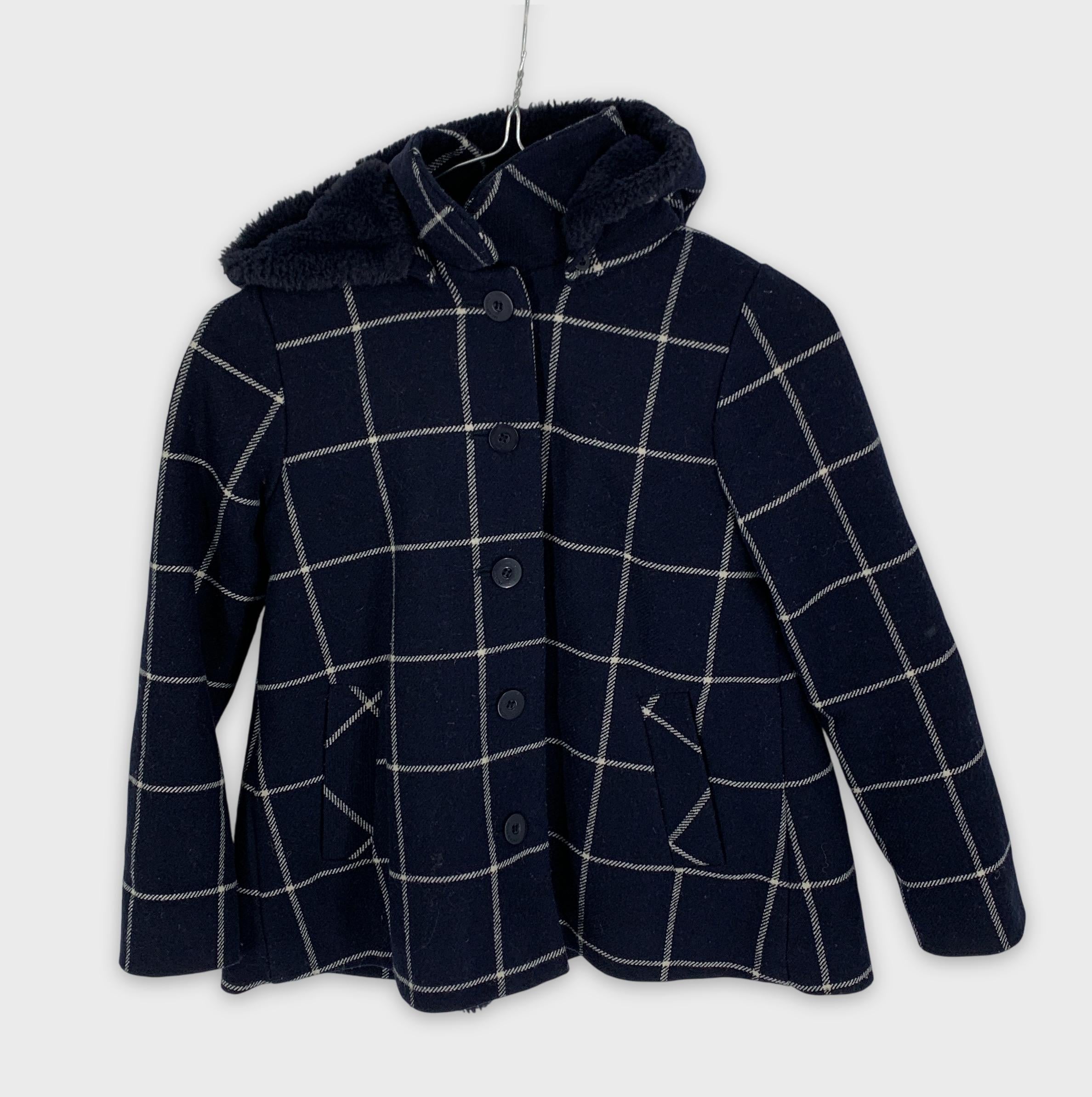 0-Jacadi Paris 🧥 Veste à carreaux avec capuche en fausse fourrure