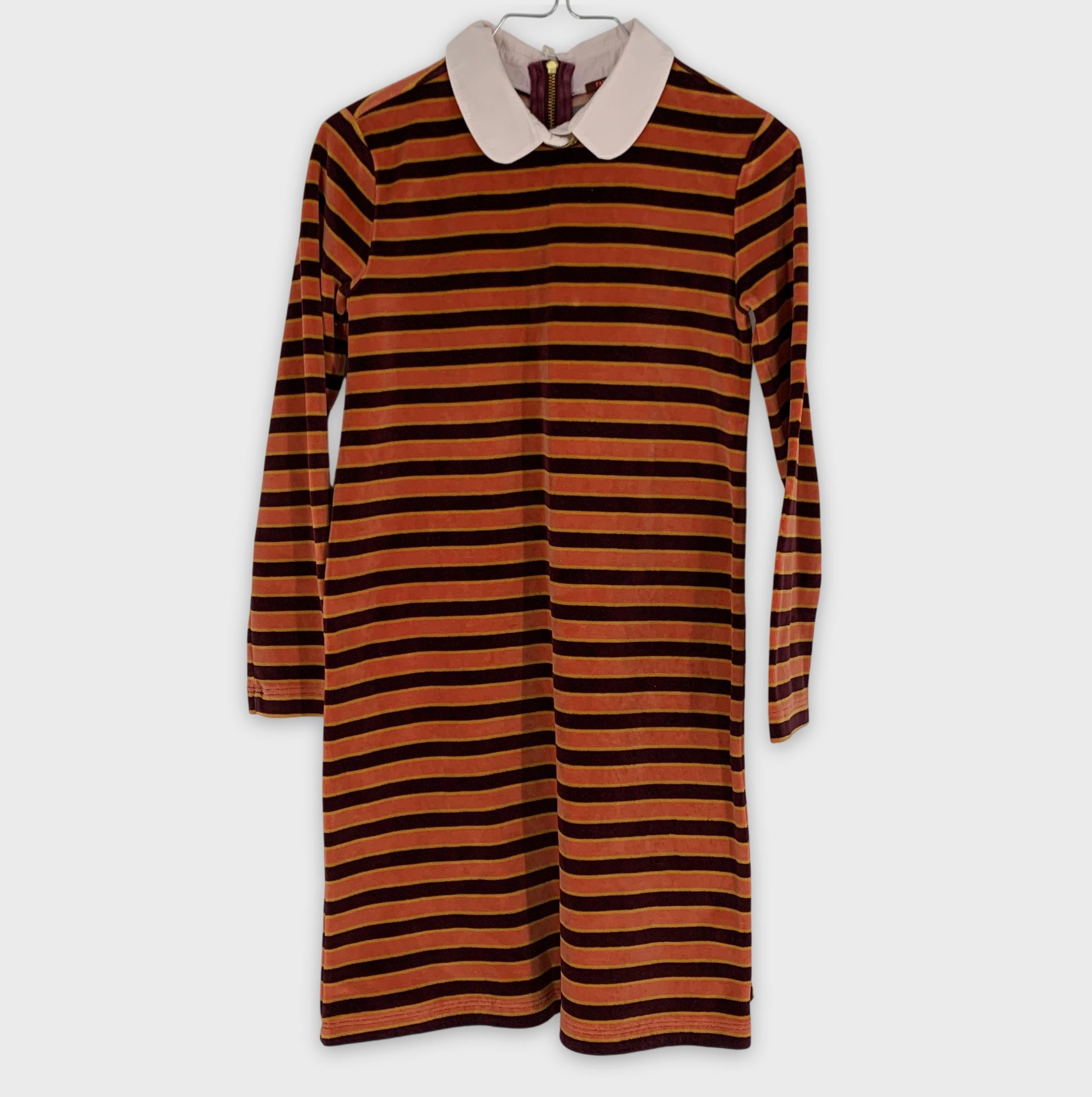 0-Robe rayée en velours côtelé Scotch & Soda avec col blanc 👗