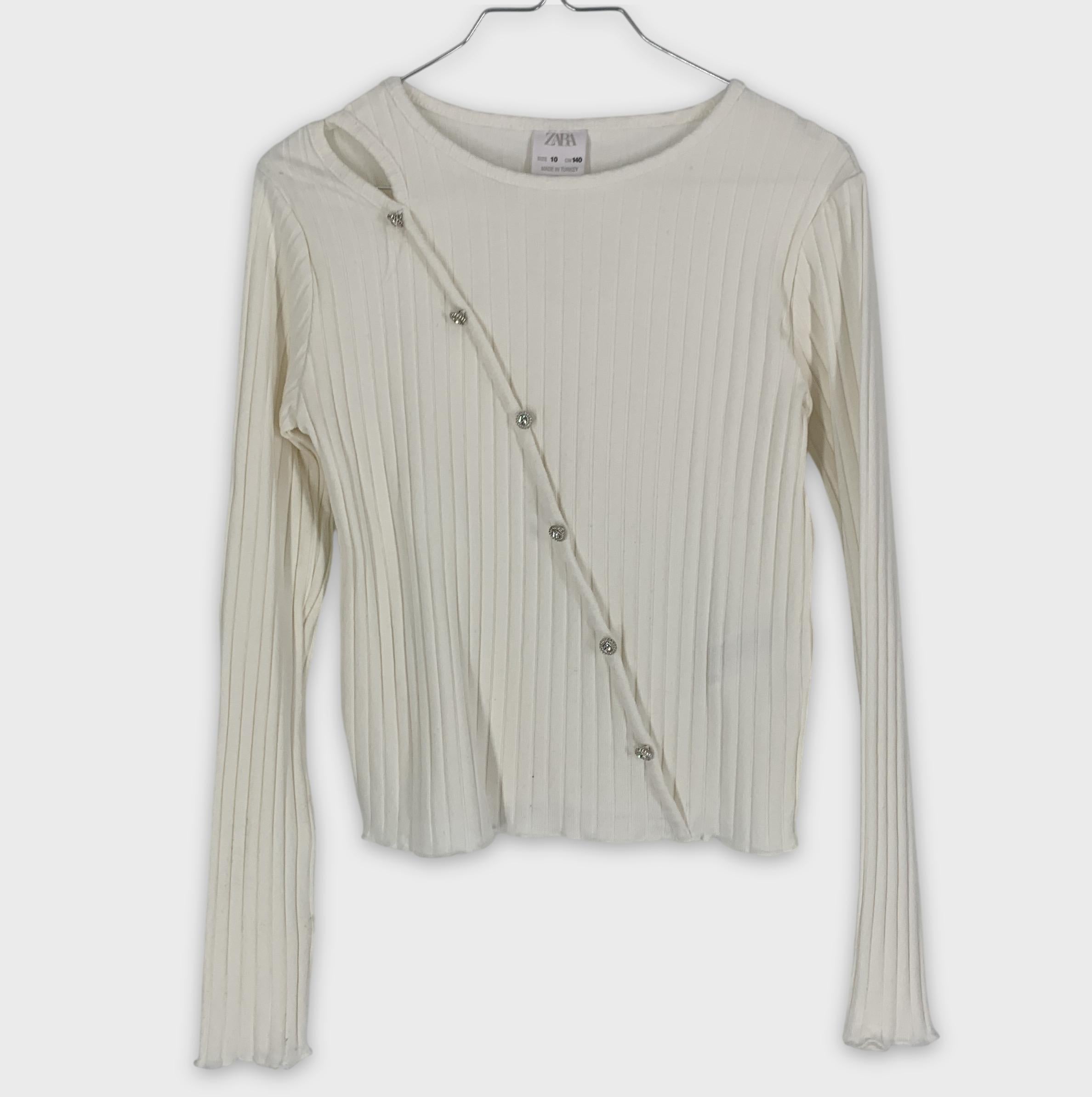 0-Top ZARA côtelé blanc avec boutons ✨