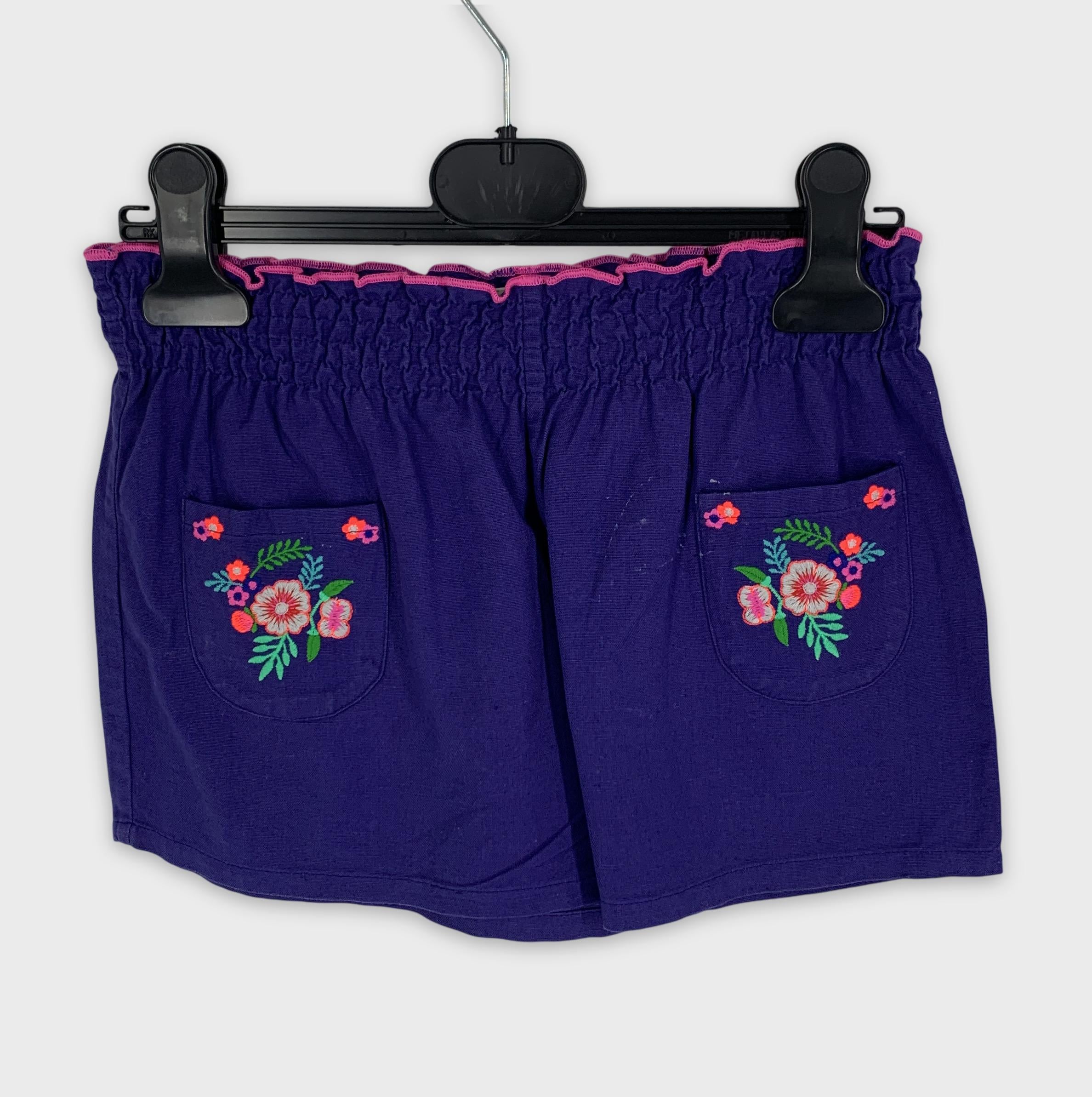 0-Short BONTON 🌸 brodé violet enfant taille 12