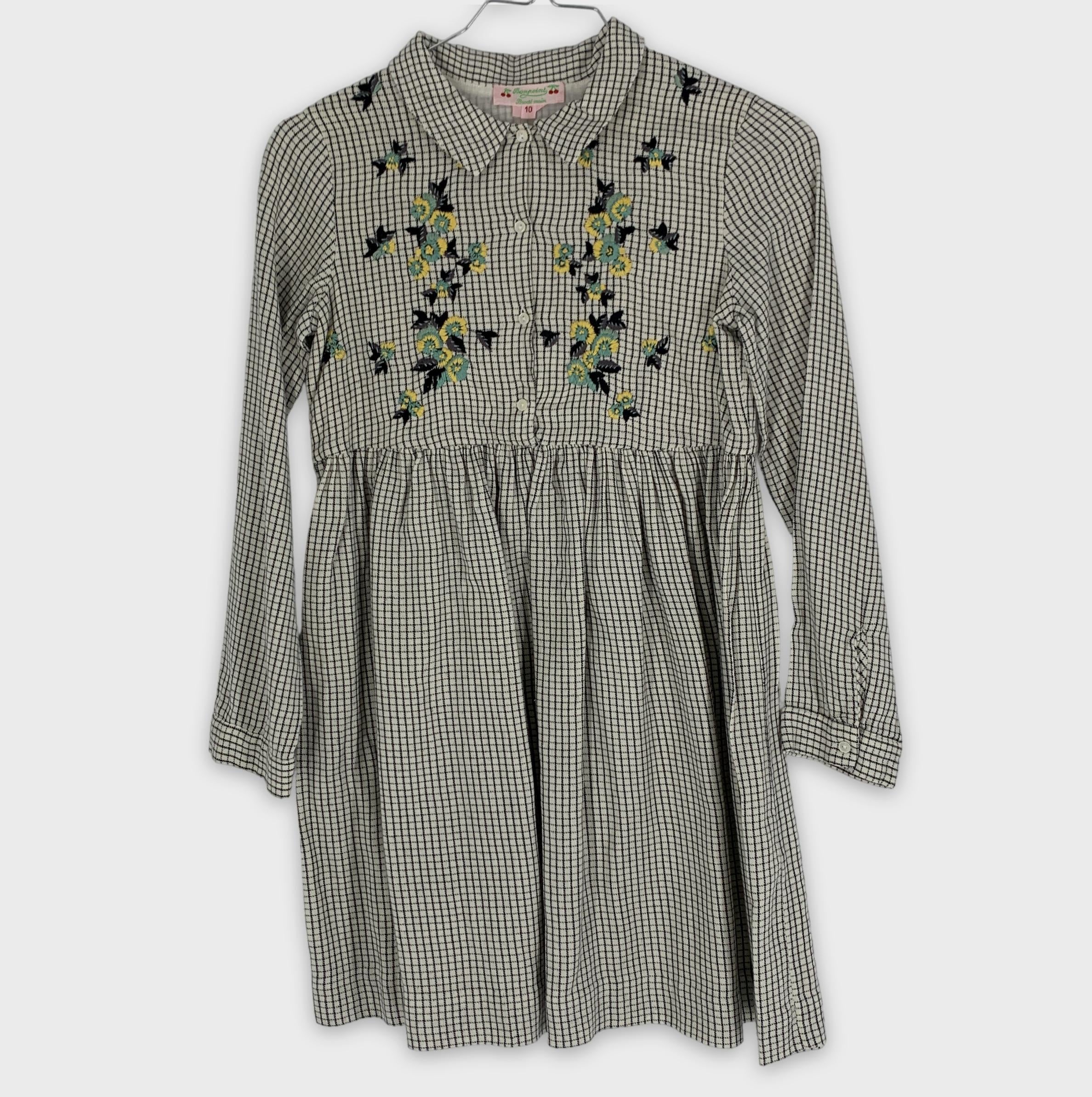 0-Robe Bonpoint à carreaux et broderies florales 🌸