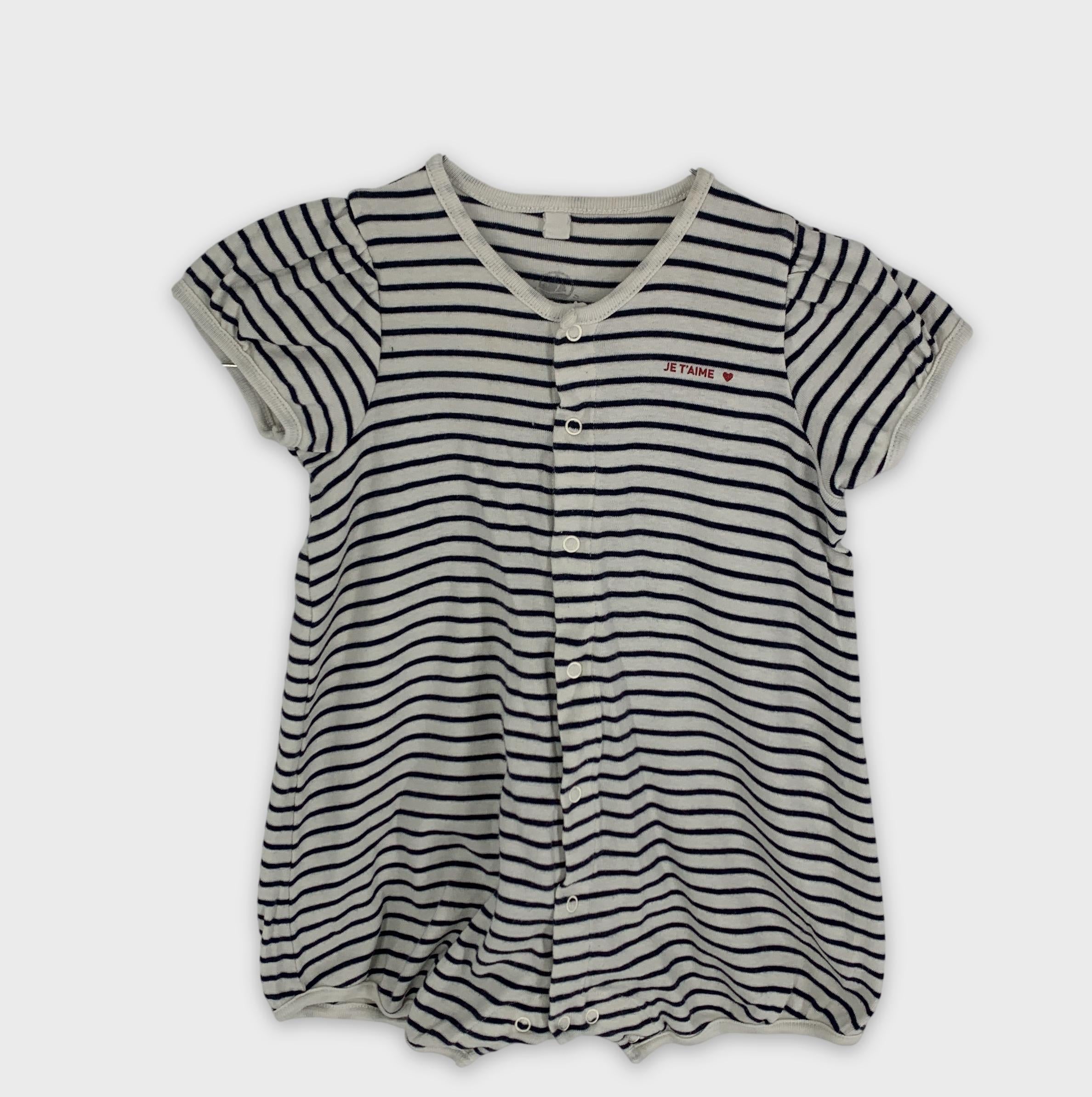 0-Petit Bateau Combinaison rayée 1-3M 💙