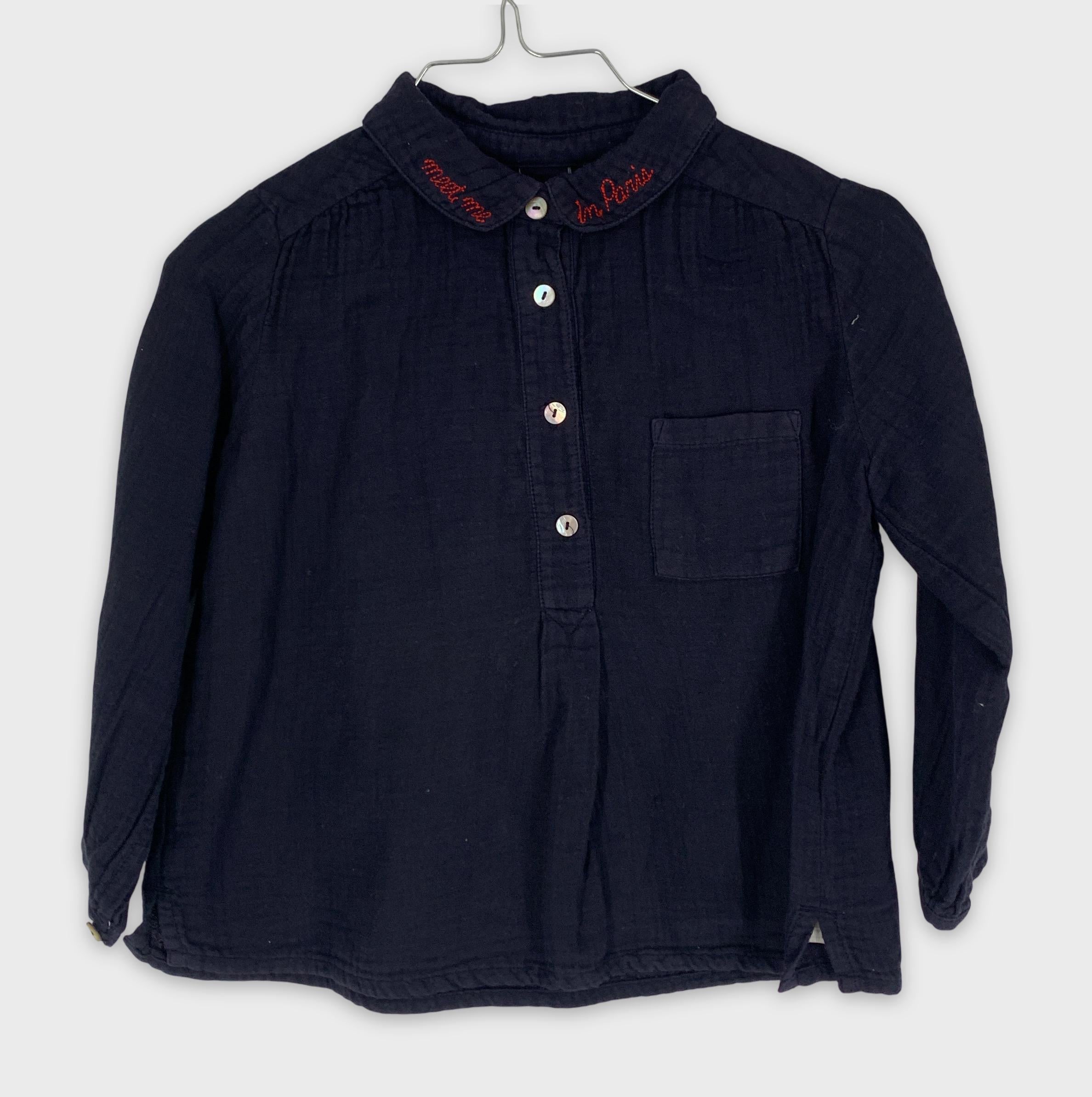 0-NUNUNU Chemise manches longues coton brodé 👕