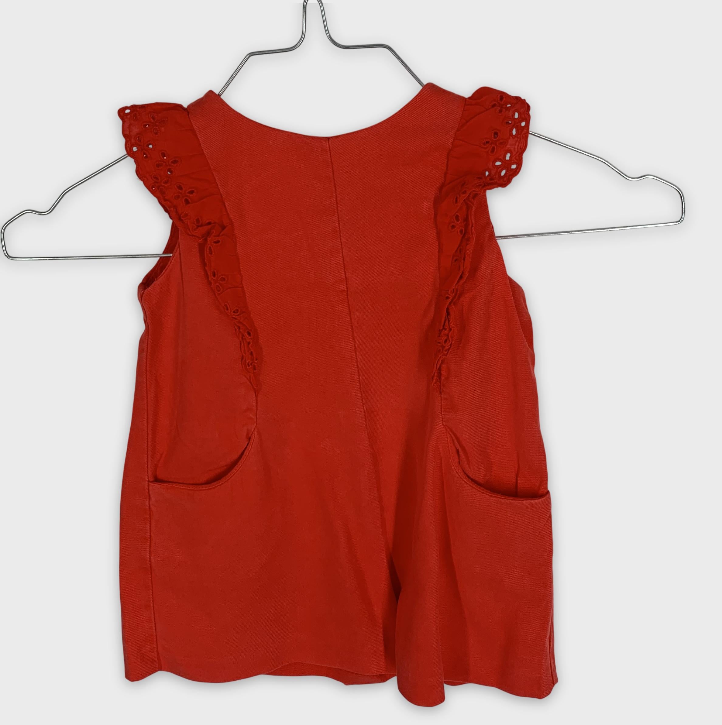 0-Tunique Zara BabyGirl Collection, 9/12 mois, rouge avec détails ajourés 👧