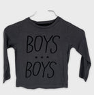 0-T-shirt manches longues Monoprix Kids, 4 ans, gris avec inscription "BOYS"