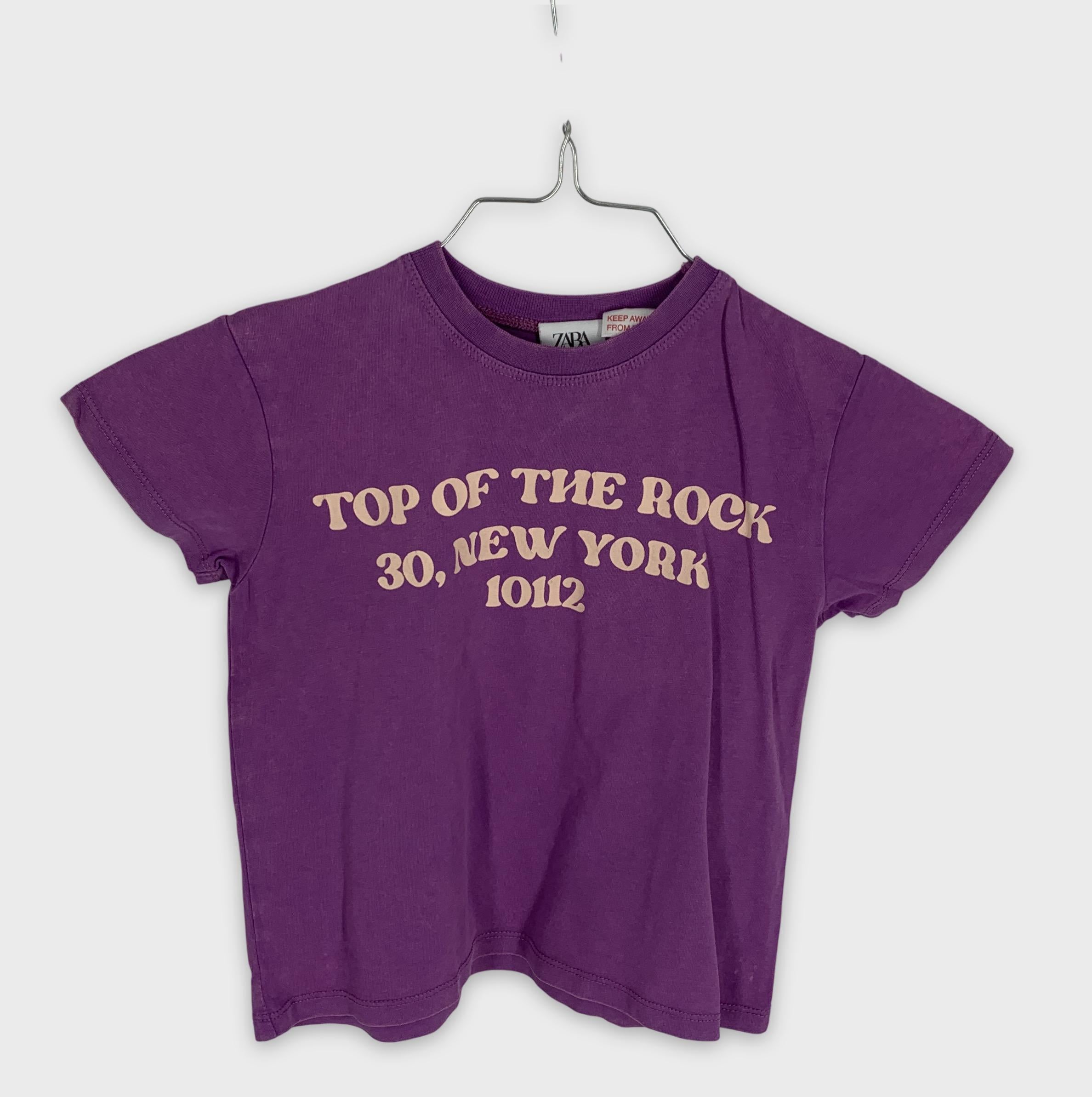 0-T-shirt ZARA, 12-18 mois, violet avec inscription