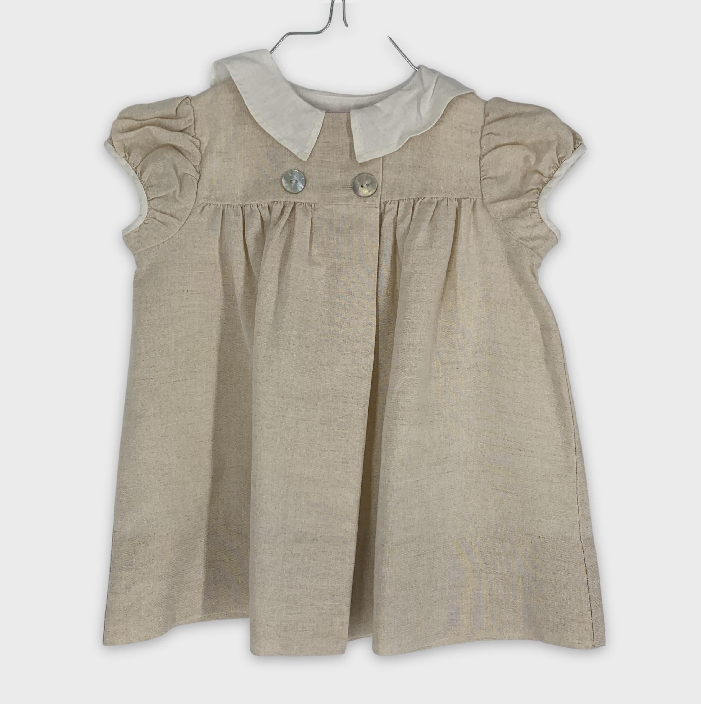 0-Robe Bonpoint, robe à col blanc et manches bouffantes 🌸