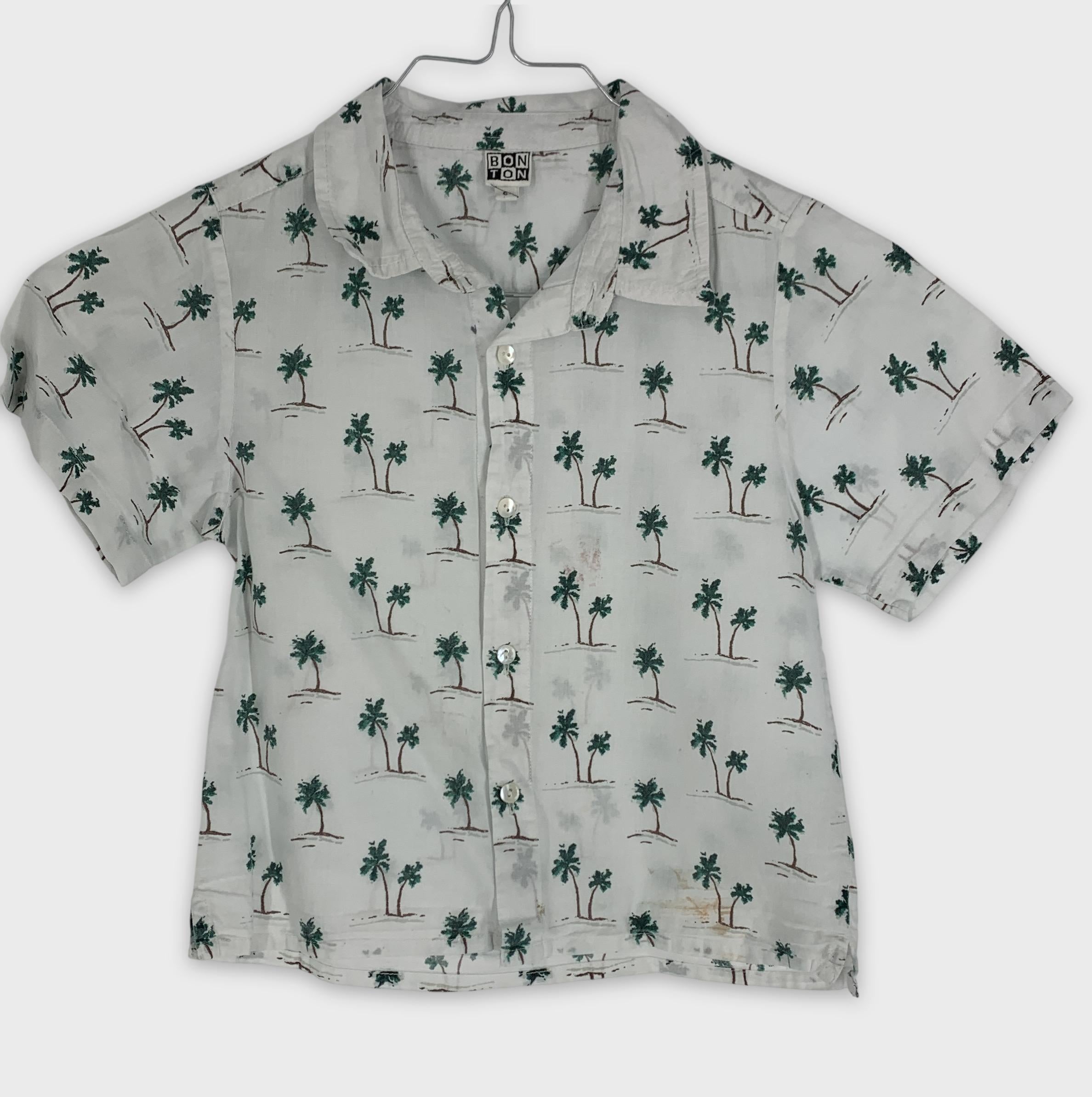 0-Chemise à manches courtes BON TON, motif palmiers🌴🌴