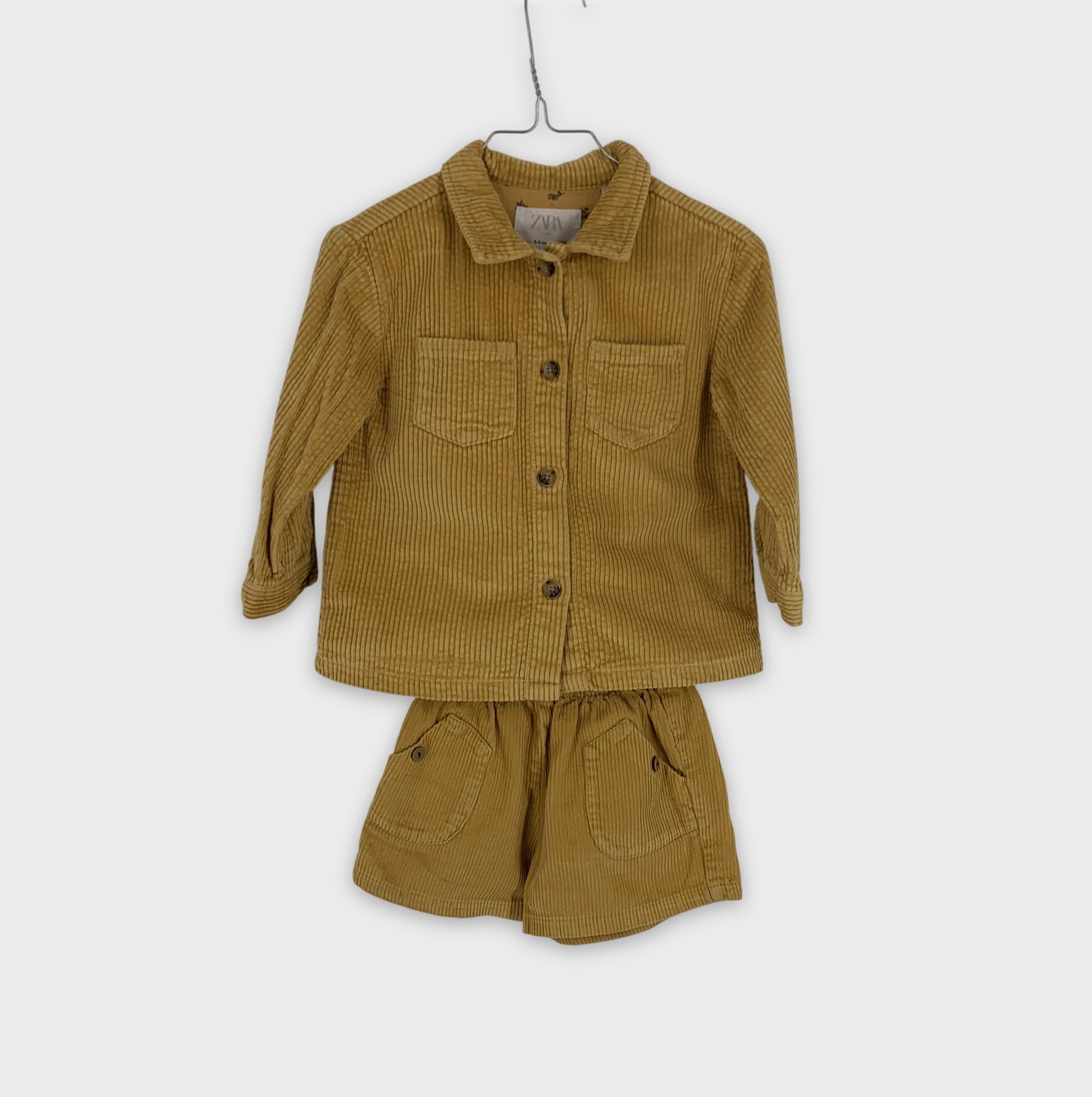 0-Zara - Ensemble Veste et Jupe Côtelé - 3-4 ans