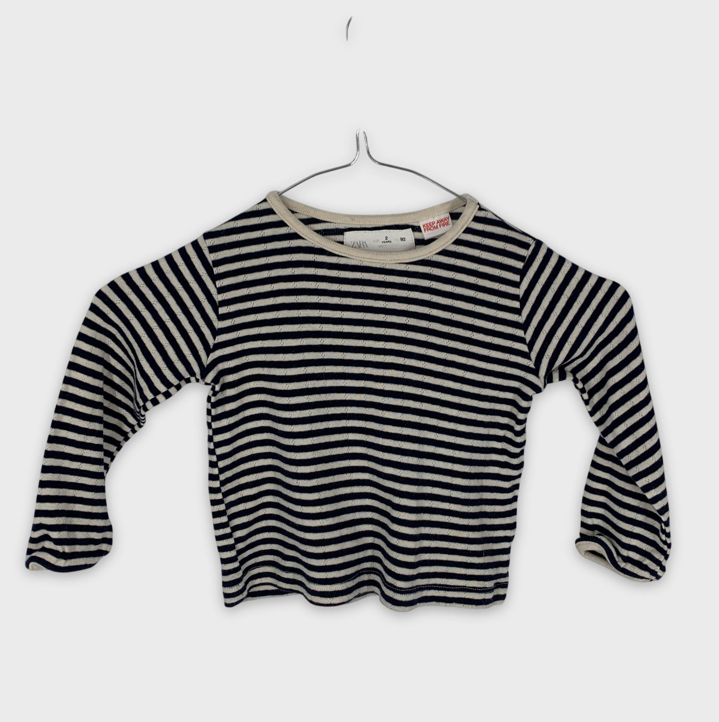 0-Zara - T-shirt manches longues rayé - 2 ans