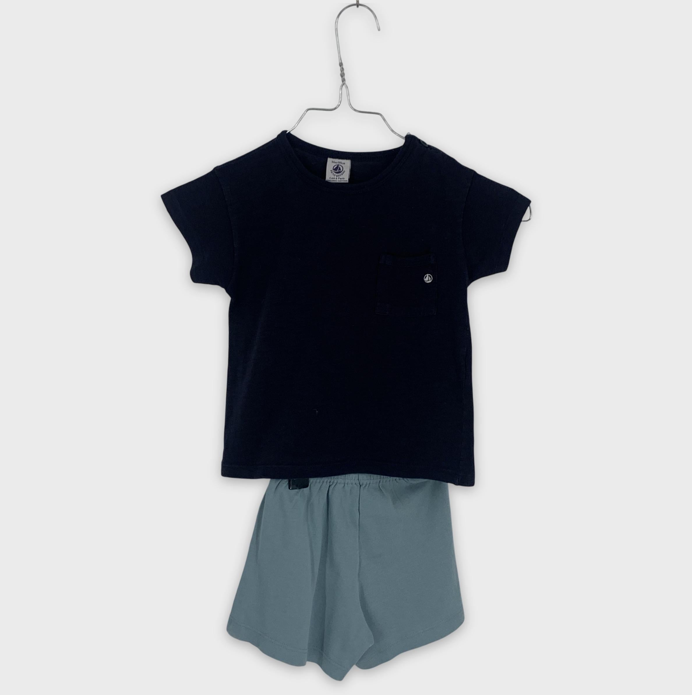 0-Petit Bateau - Ensemble T-shirt et Short - 36m/95cm