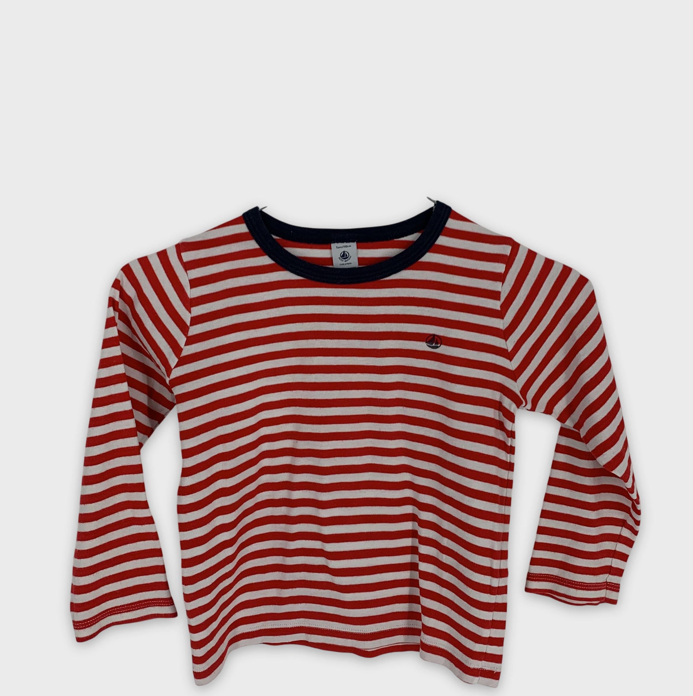 0-Petit Bateau - T-shirt manches longues rayé - 110cm