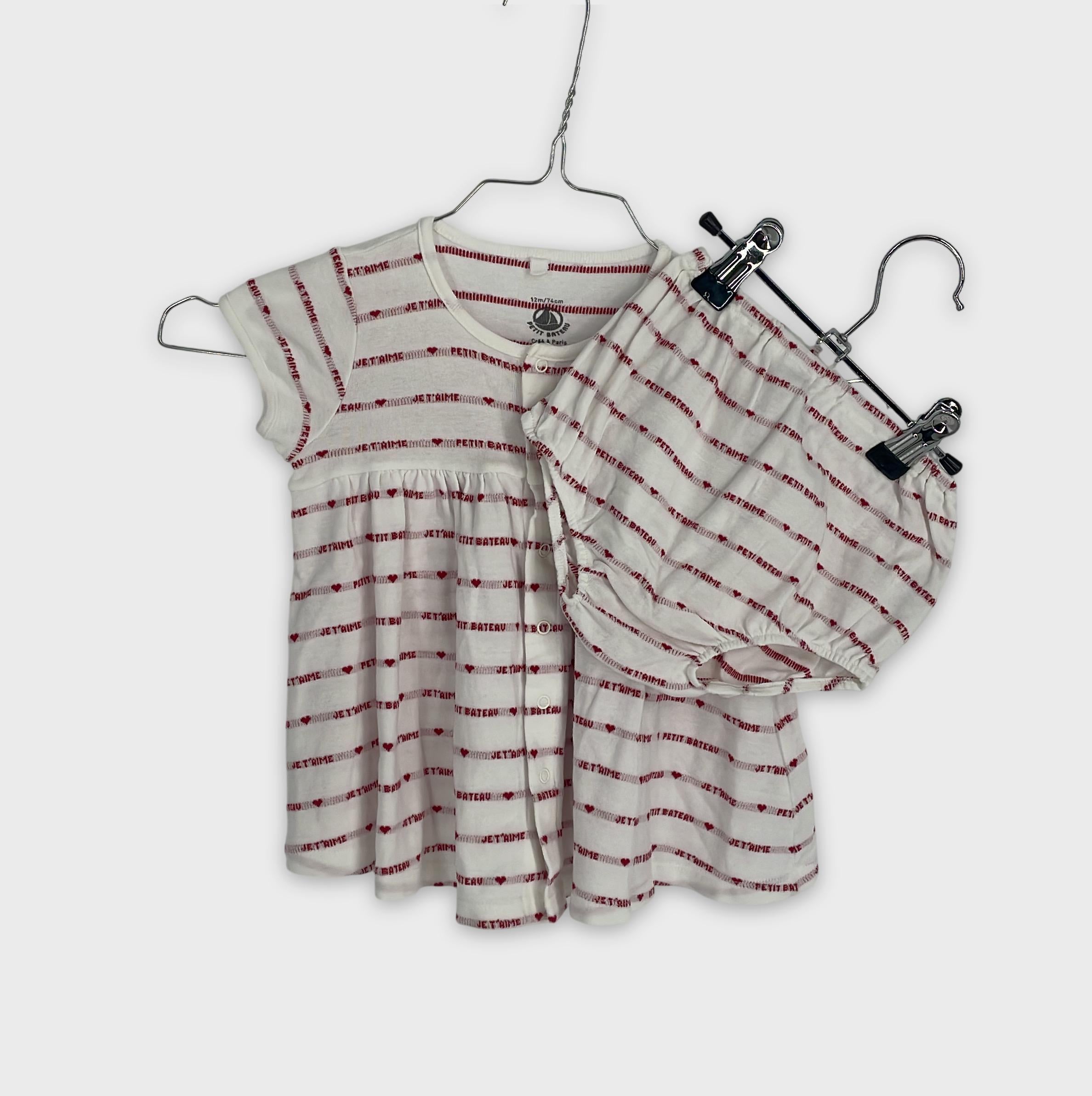 0-Petit Bateau - Ensemble robe et bloomer - 12M