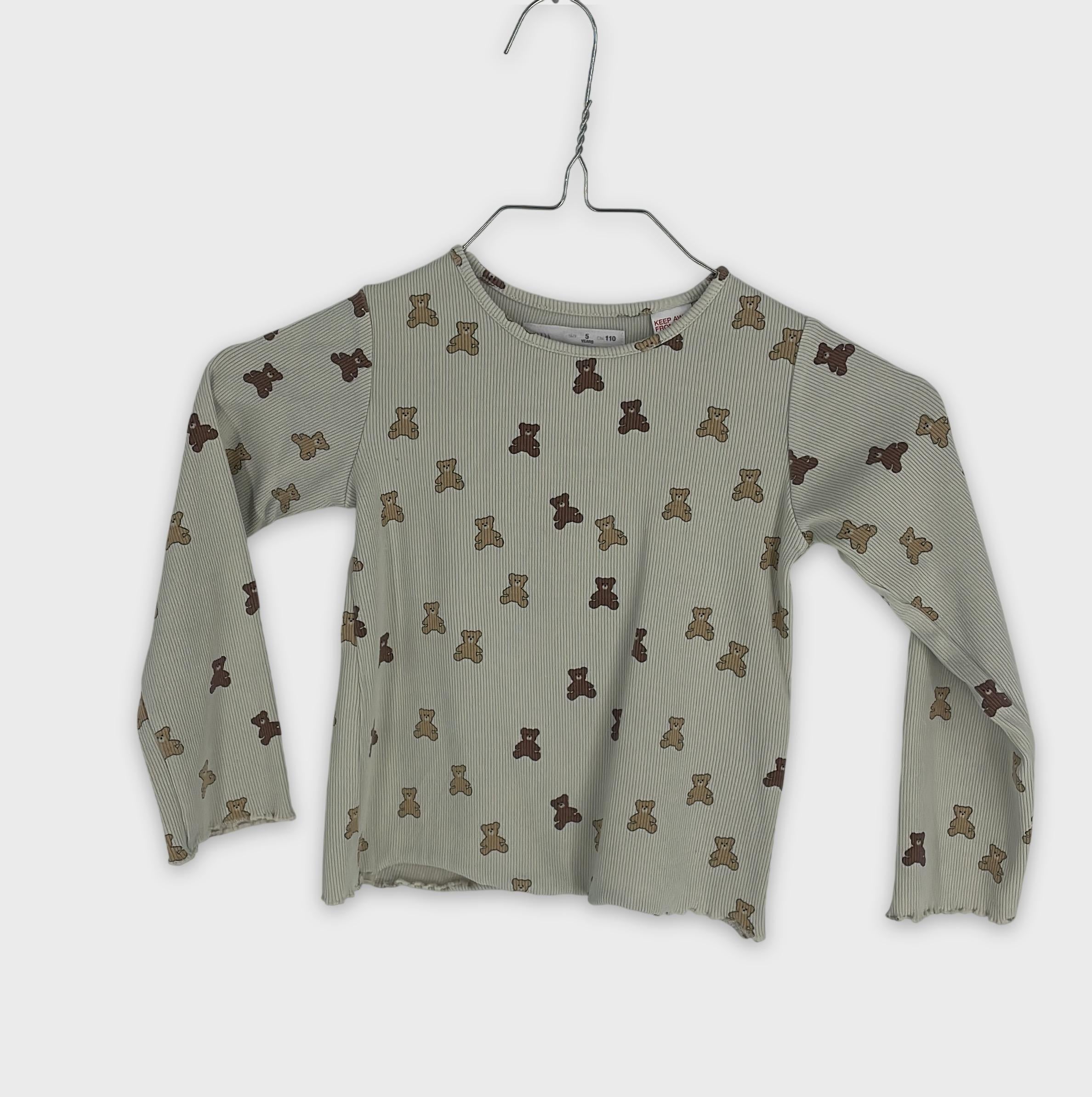 0-ZARA - T-shirt côtelé ours en peluche - 5 ans (110 cm)