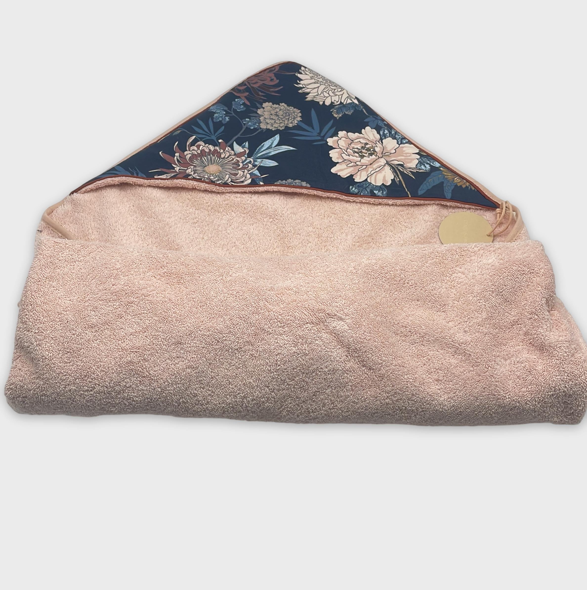 0-Plaid / Couverture bicolore Rose Poudré & Motifs Floraux
