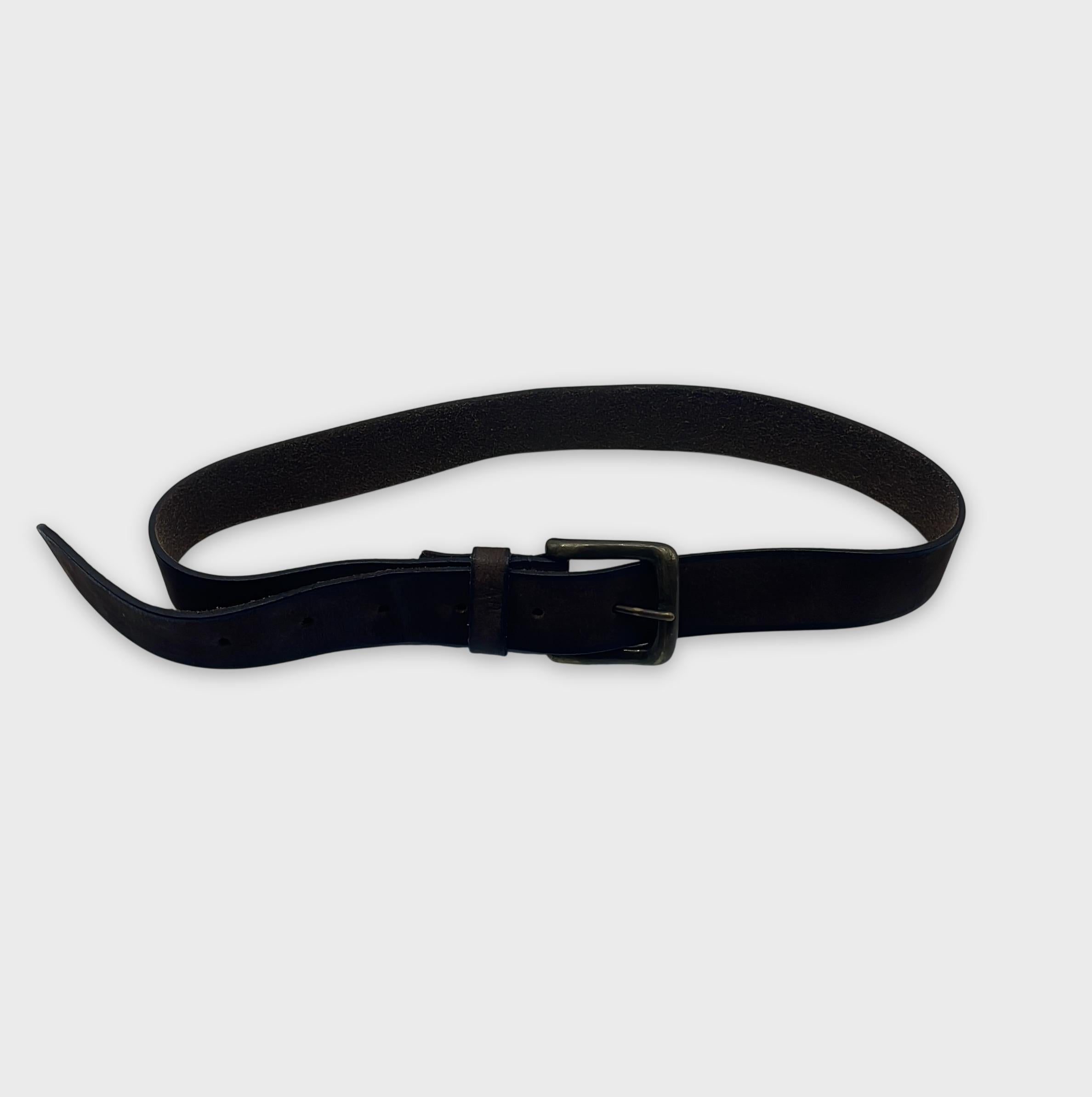 0-Ceinture - Cuir Marron - Boucle Vintage
