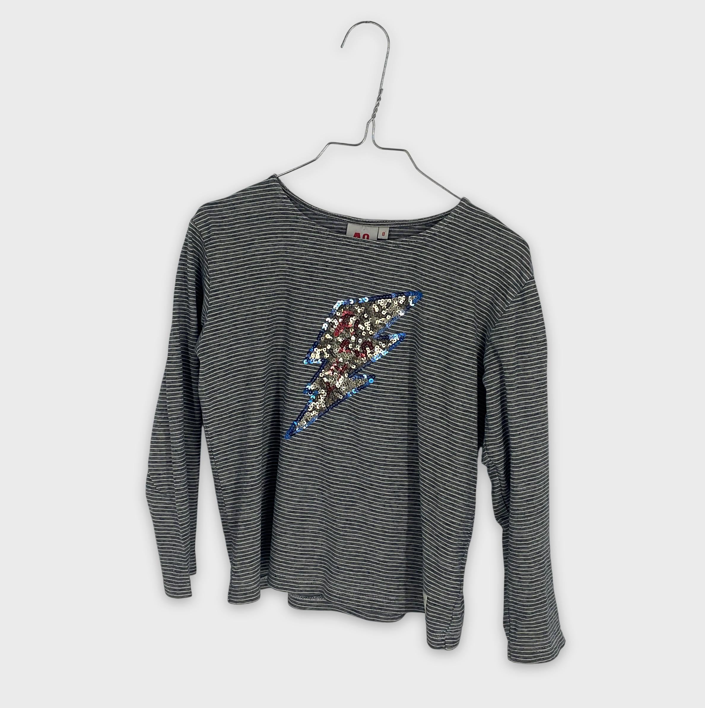 0-AO 76 - T-shirt rayé à sequins - Taille 8 ans