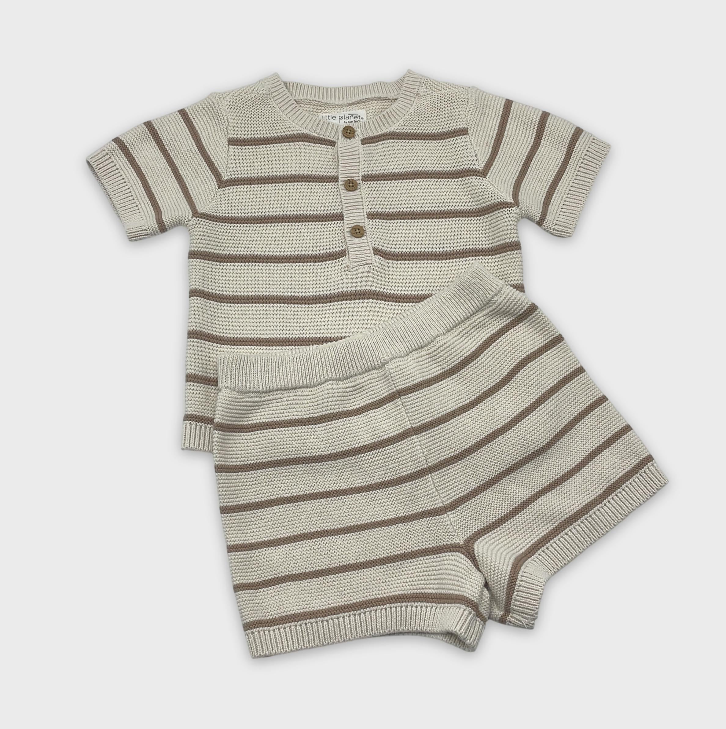 0-Little Planet by Carter's - Ensemble tricoté rayé - 18M
