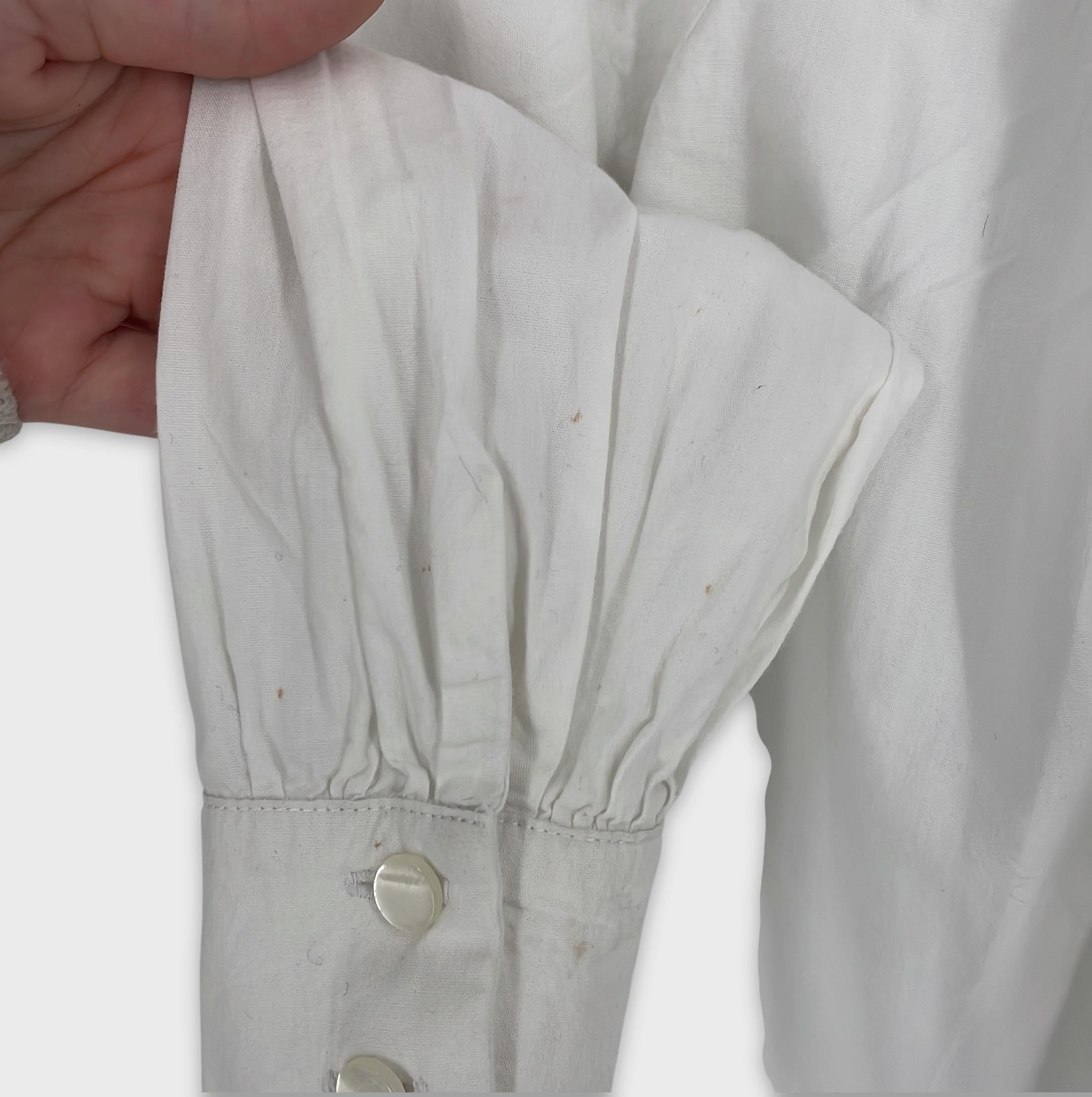 0-Unknown - Blouse Blanche Manches Longues à Volants - Taille Unique