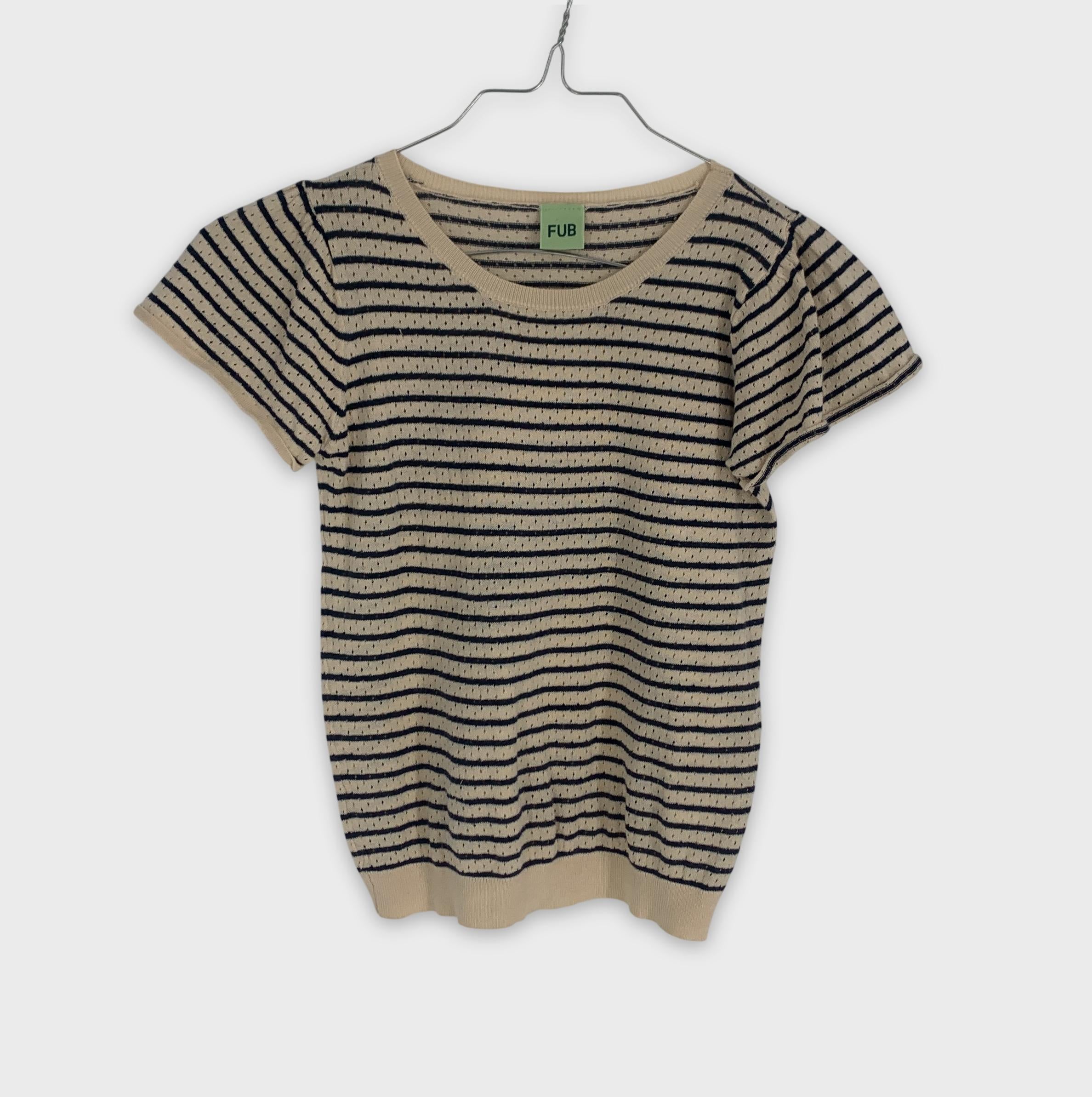 0-FUB - Haut maille rayé perforé - Taille inconnue
