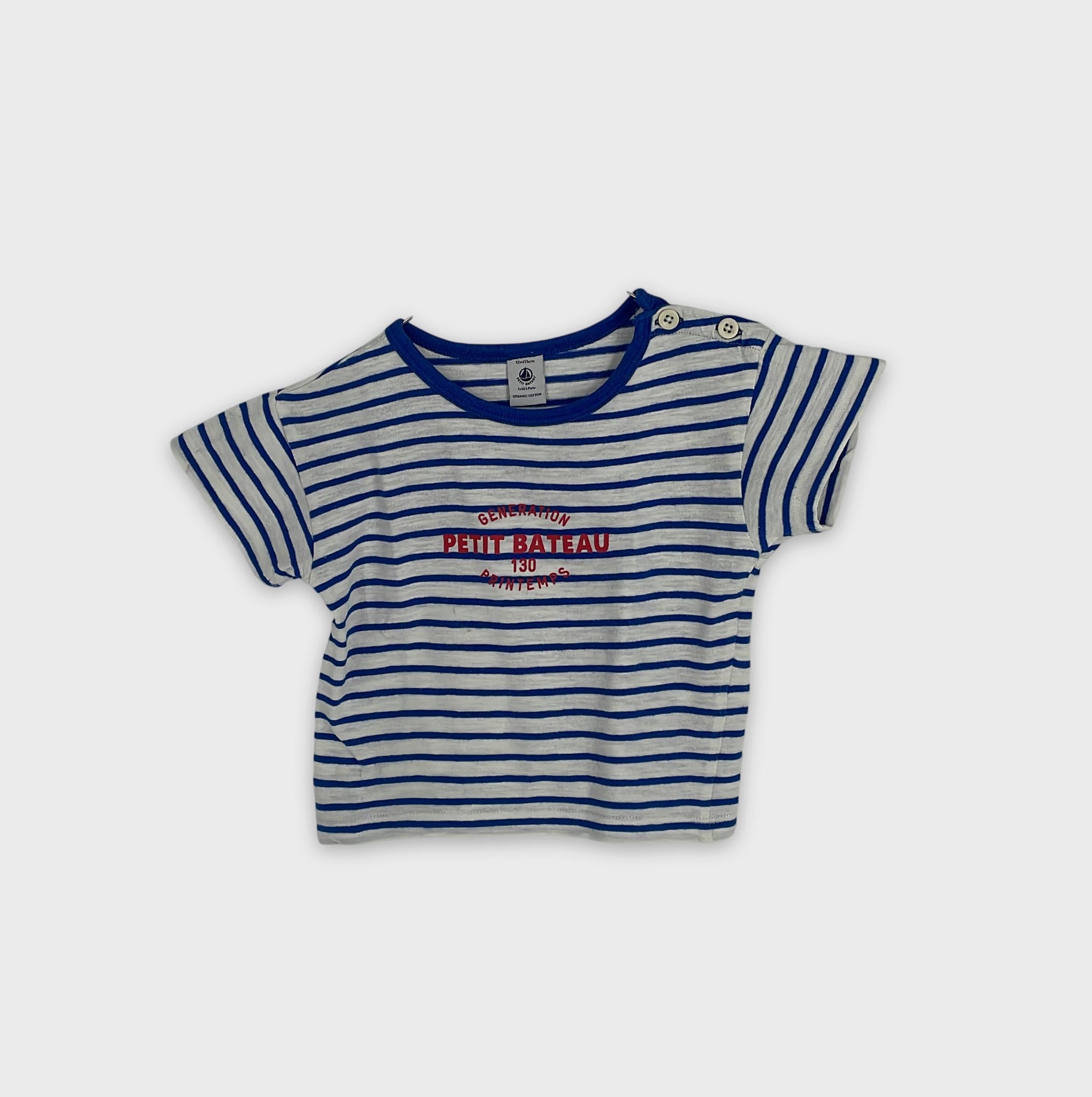 0-Petit Bateau - T-shirt Marinière - 12 mois / 74 cm