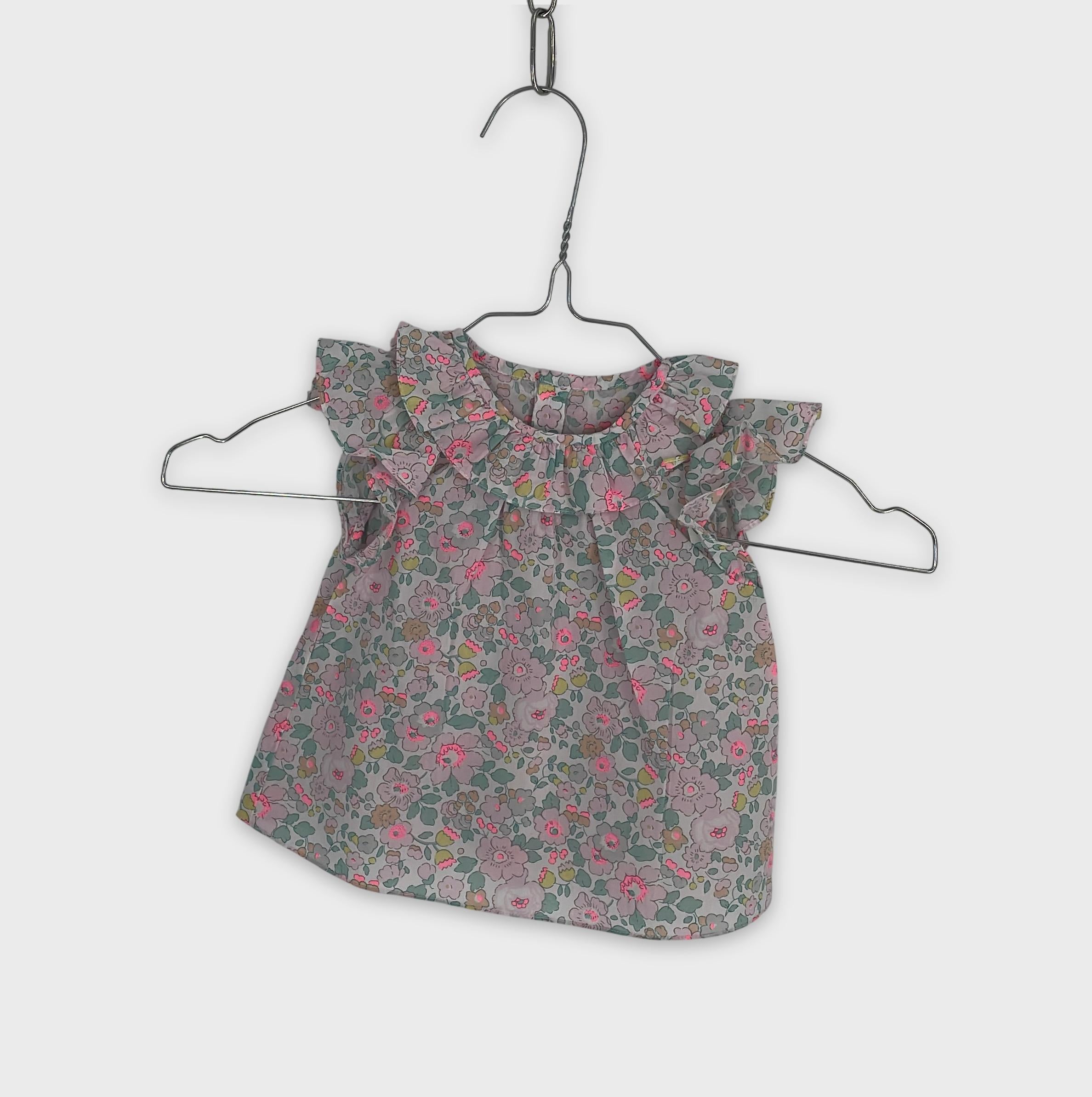 0-Jacadi - Haut fleuri à volants - 12M