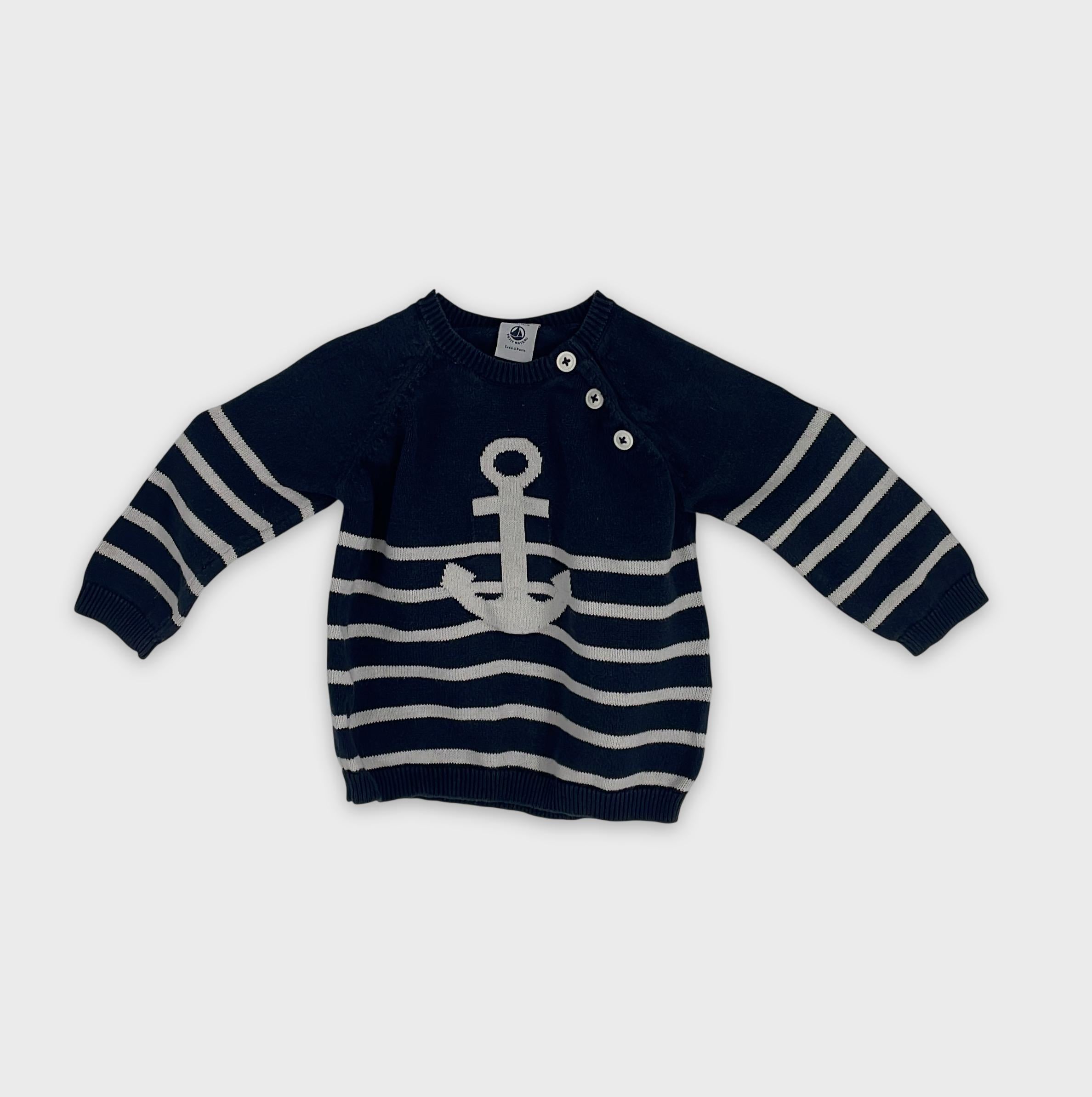 0-Petit Bateau - Pull Marin - 12m/74cm