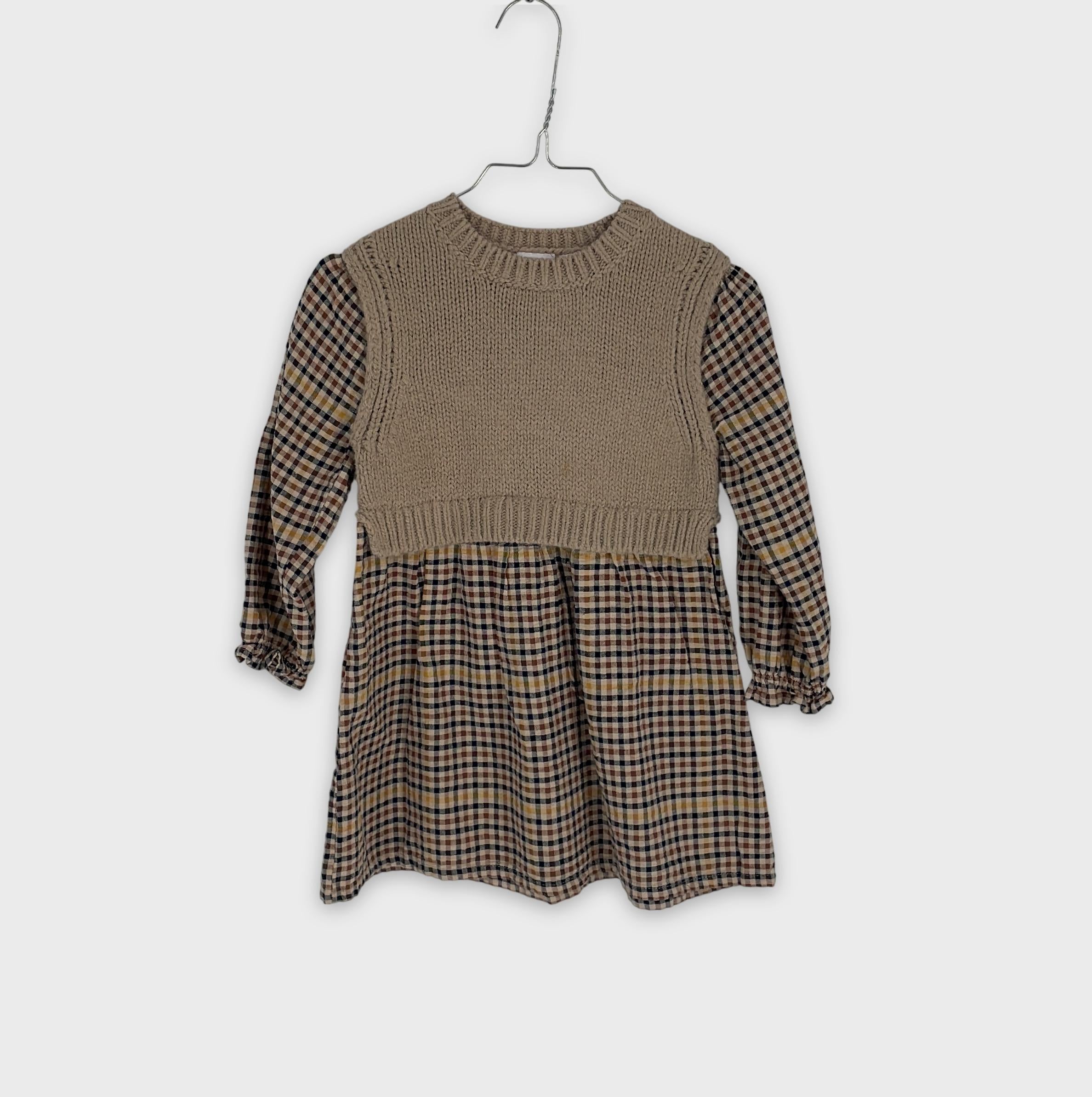 0-Inconnu - Robe Manches Longues à Carreaux et Haut Tricoté - Taille Inconnue
