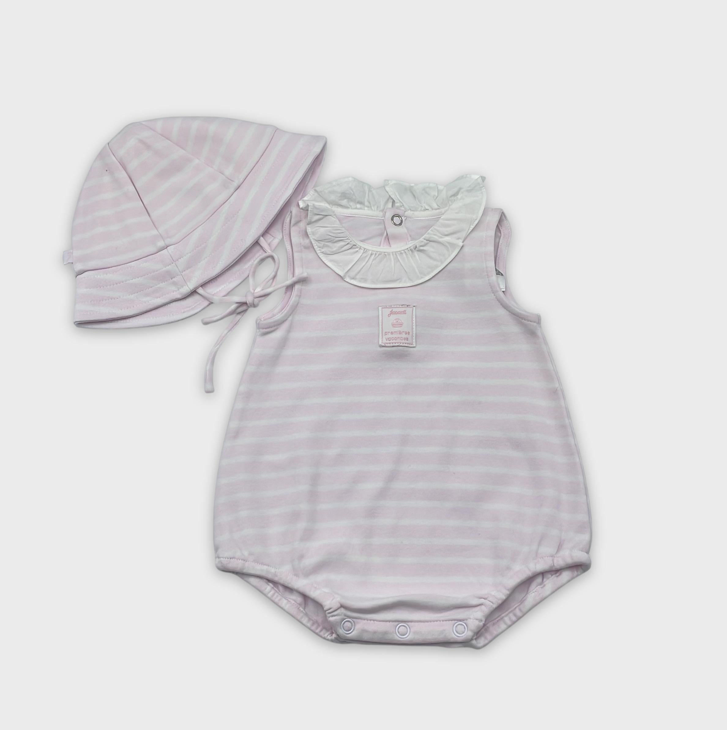 0-Jacadi - Body Rayé et Bonnet - 3 mois