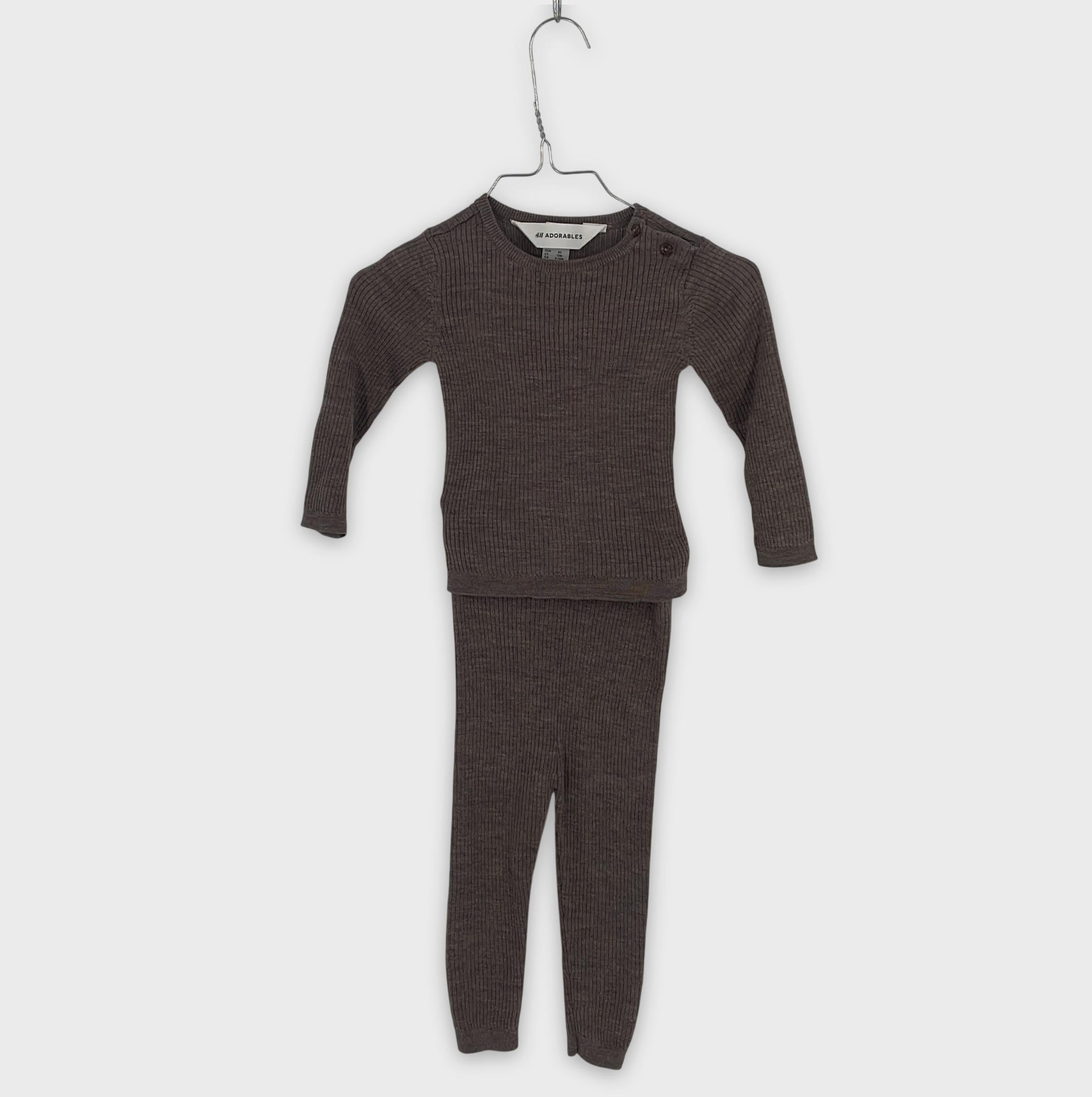 0-H&M Adorables - Ensemble Pyjama Côtelé - 9-12M