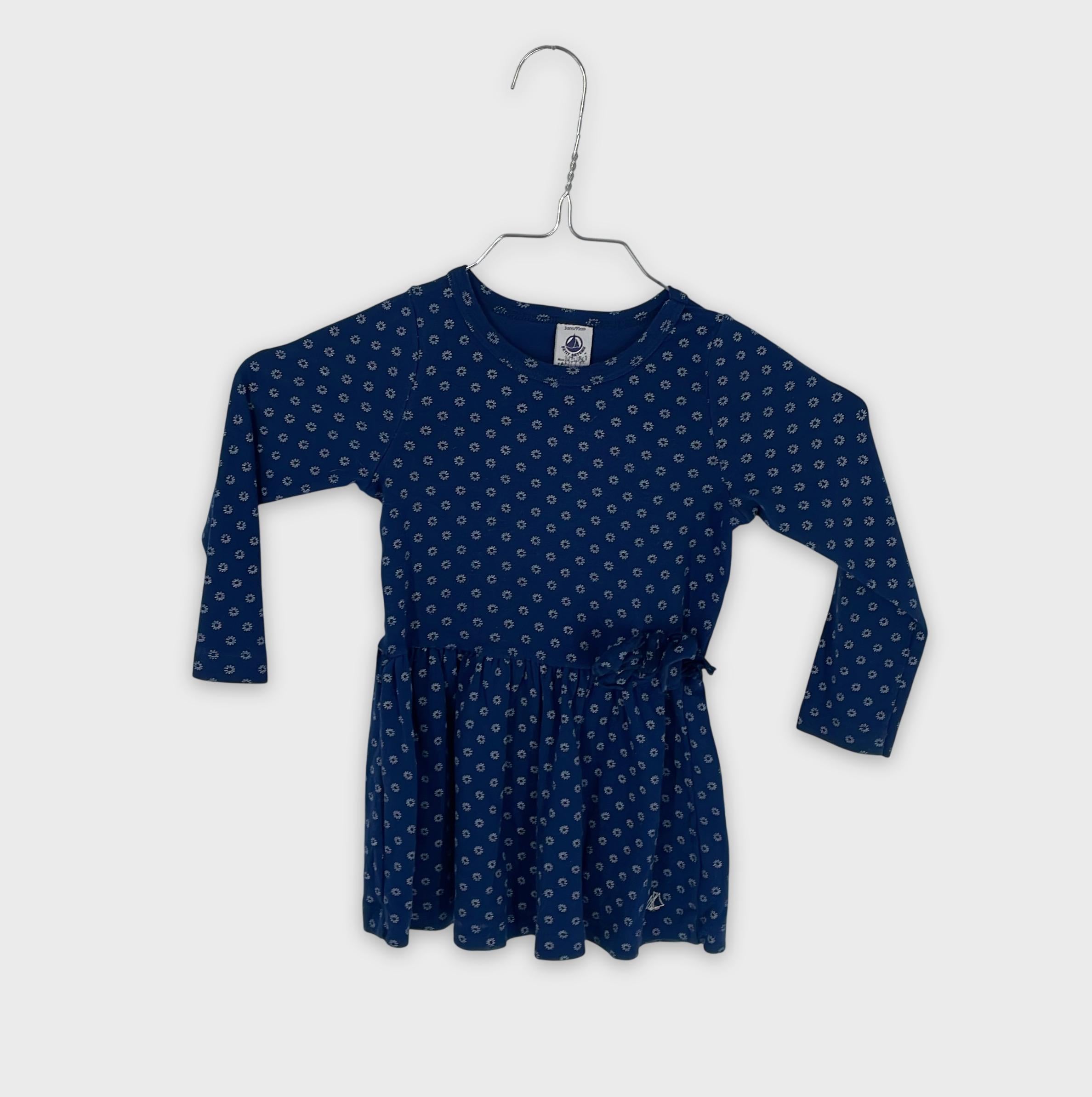 0-Petit Bateau - Robe Manches Longues Fille - 3 ans