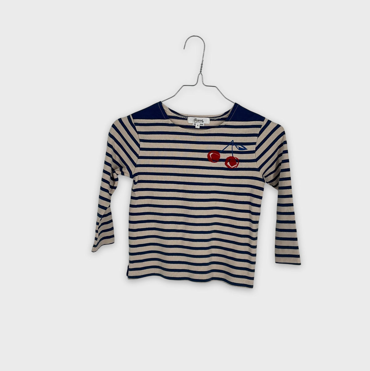 0-Bonpoint - T-shirt rayé brodé cerises - 4 ans