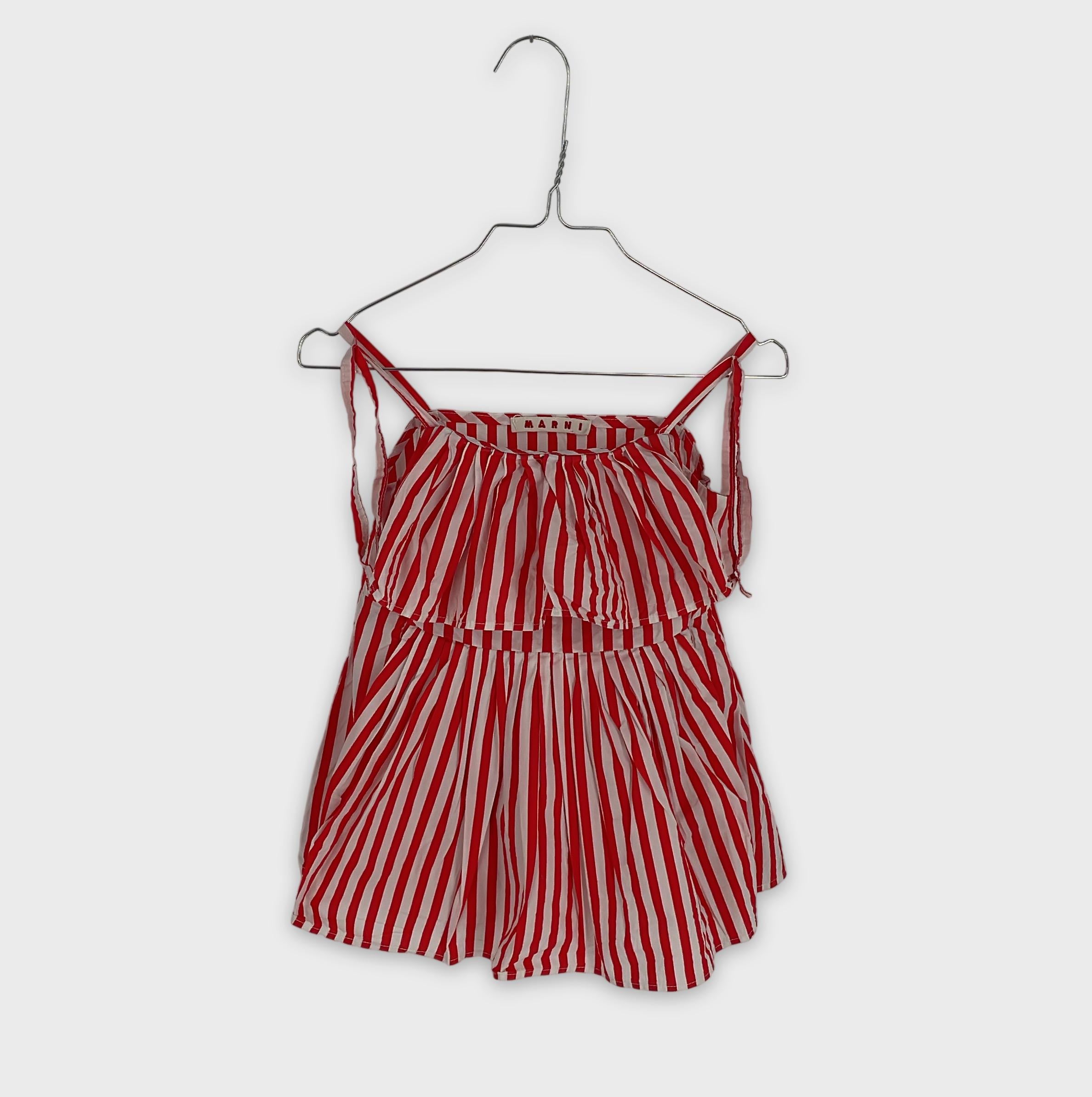 0-Marni - Robe courte rayée à volants - Taille Inconnue