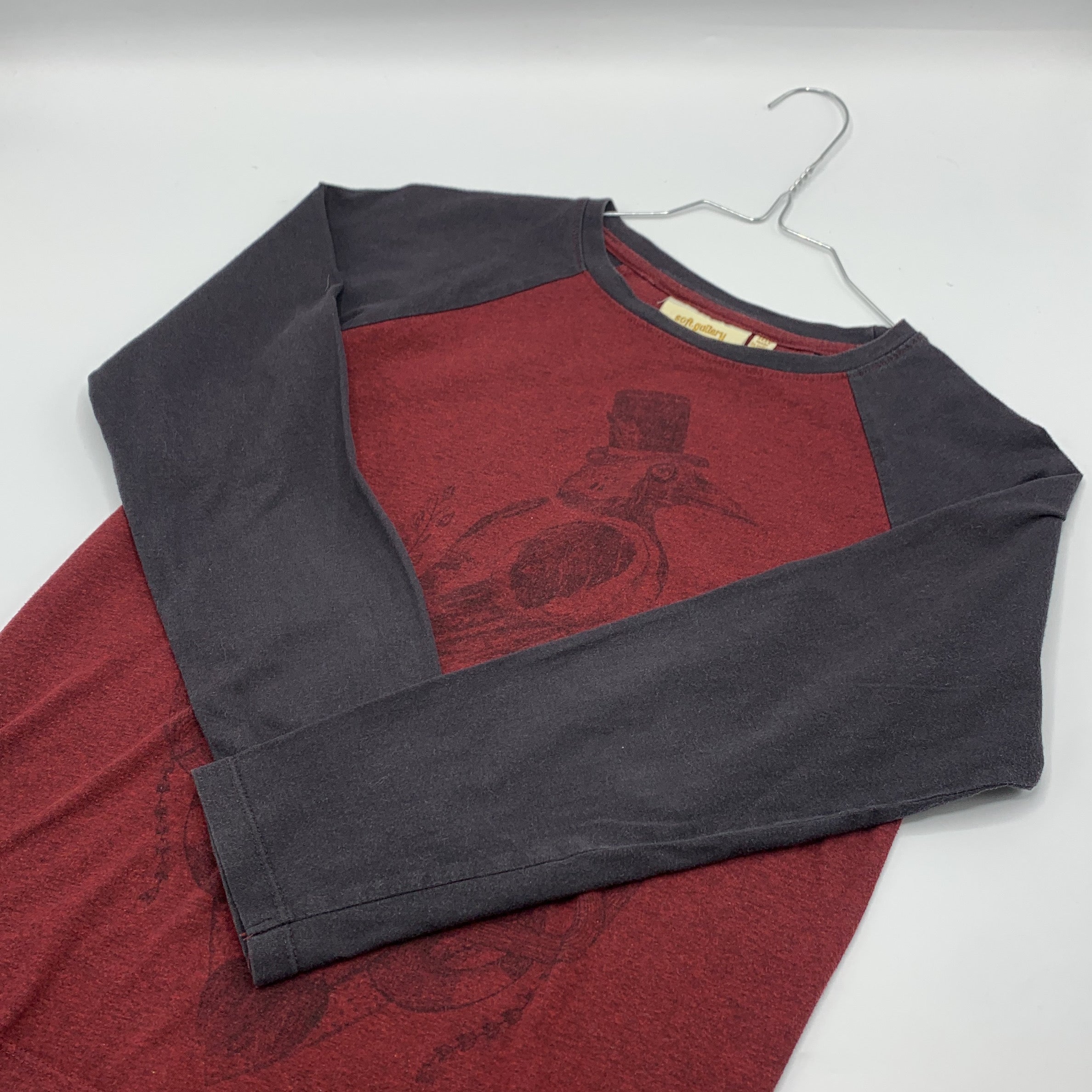 1-Soft Gallery T-shirt manches longues bordeaux et gris