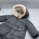 1-Doudoune Jacadi Paris, 6M, grise avec capuche fourrée