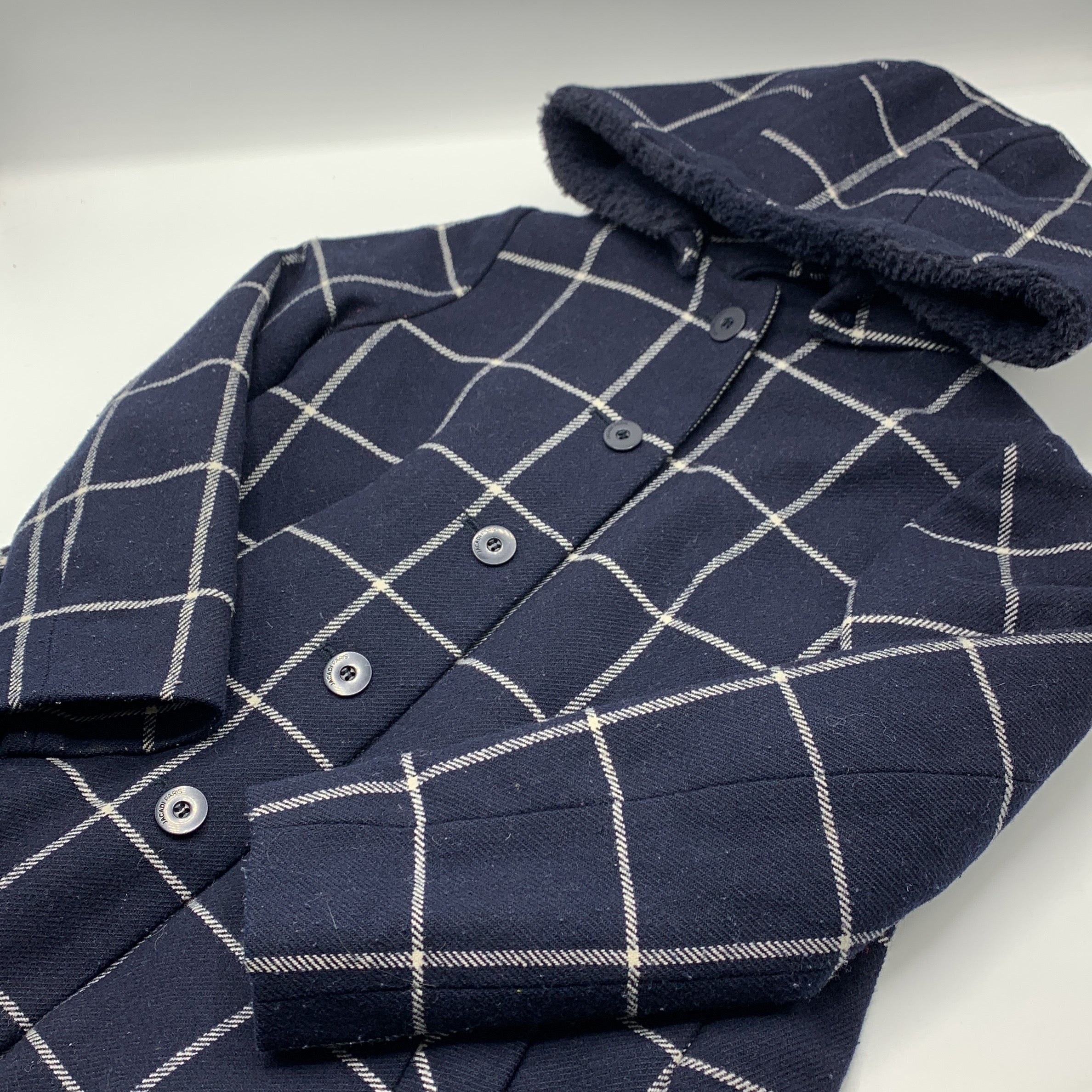 1-Jacadi Paris 🧥 Veste à carreaux avec capuche en fausse fourrure