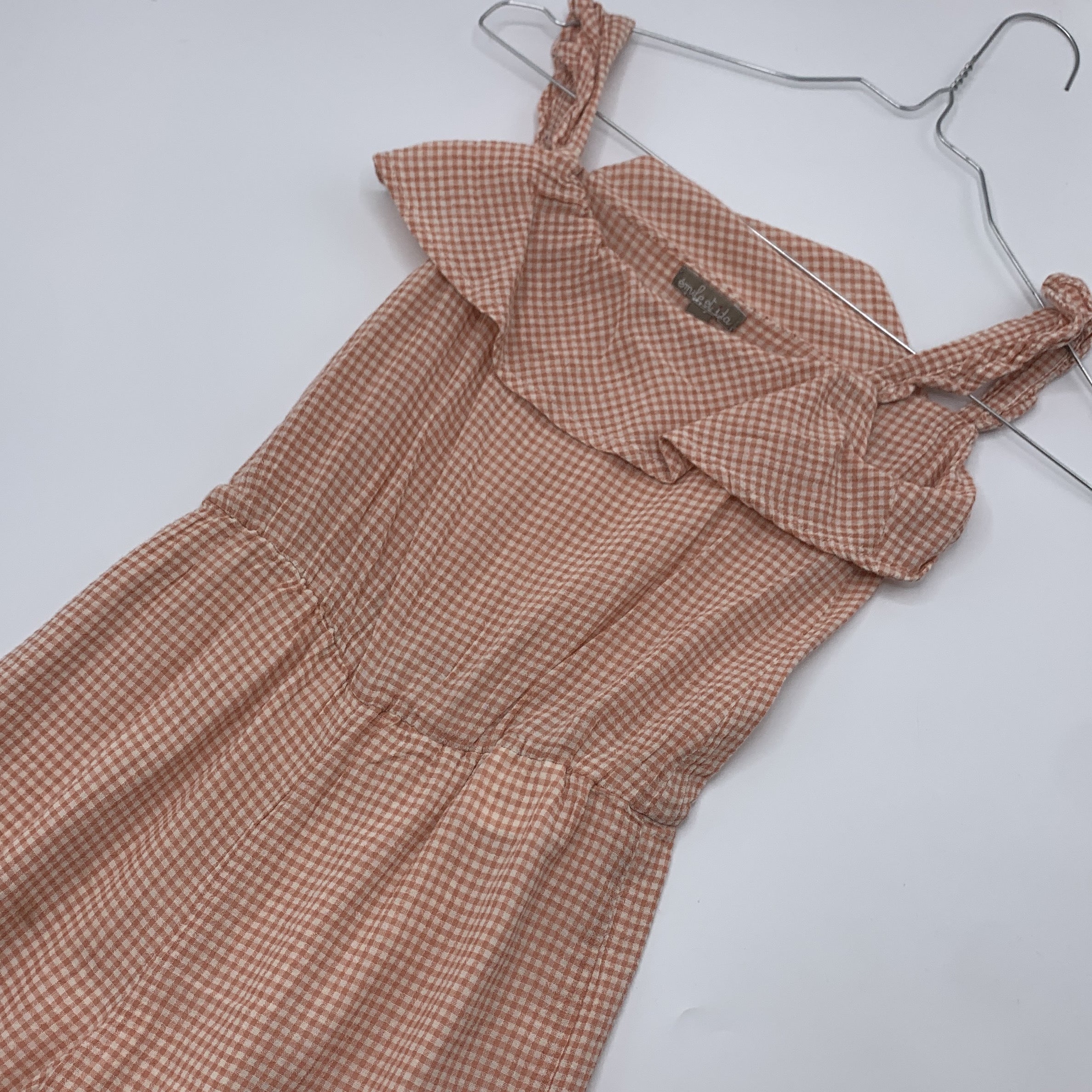 1-Émile et Ida 👧 Robe à carreaux rose et blanc