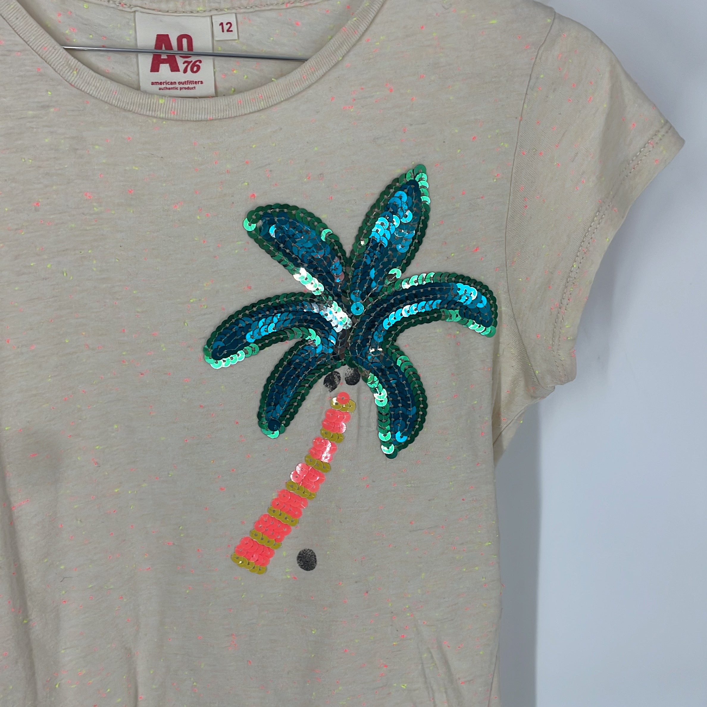 1-A76 American Outfitters - T-shirt à Paillettes - 12 ans